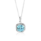 Collana con ciondolo a corda in argento sterling con acquamarina e zirconi cubici