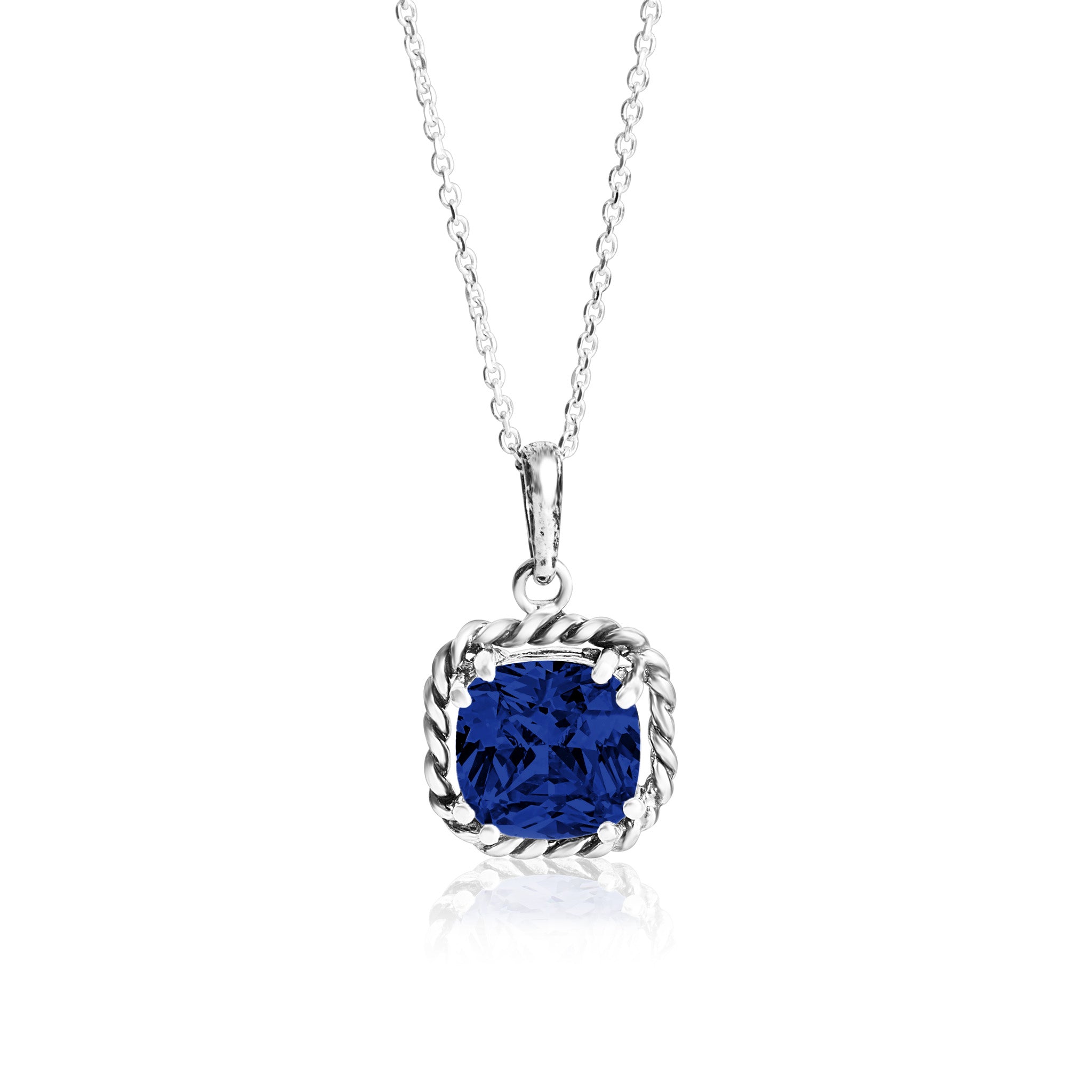 アクセサリー sapphire pendant Sterling Silver Sapphire CZ Braid Pendant Necklace – Jean Rachel
