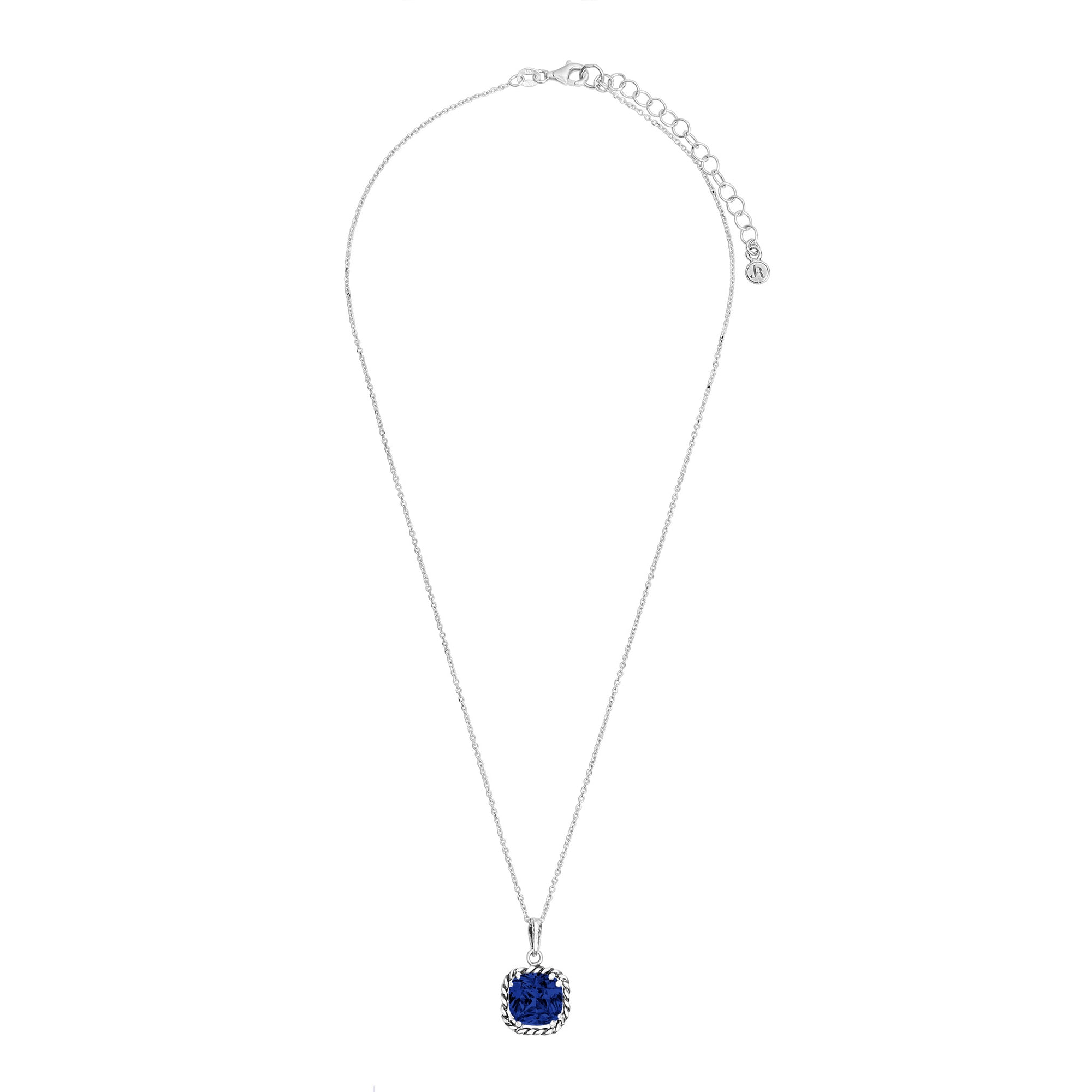 Sterling Silver Sapphire CZ Braid Pendant Necklace