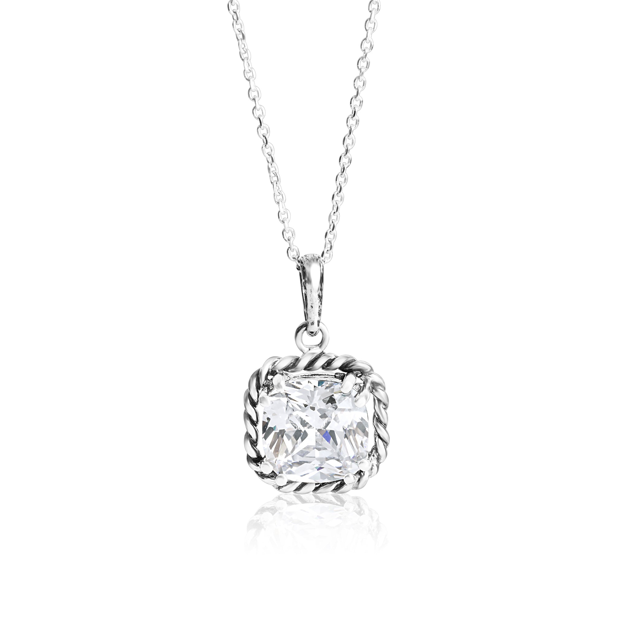 Sterling Silver CZ Rope Pendant Necklace – Jean Rachel Jewelry