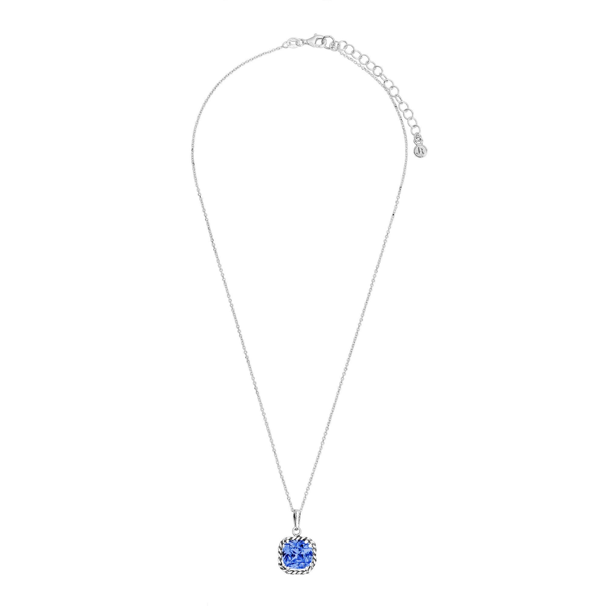 Sterling Silver Tanzanite CZ Braid Pendant Necklace