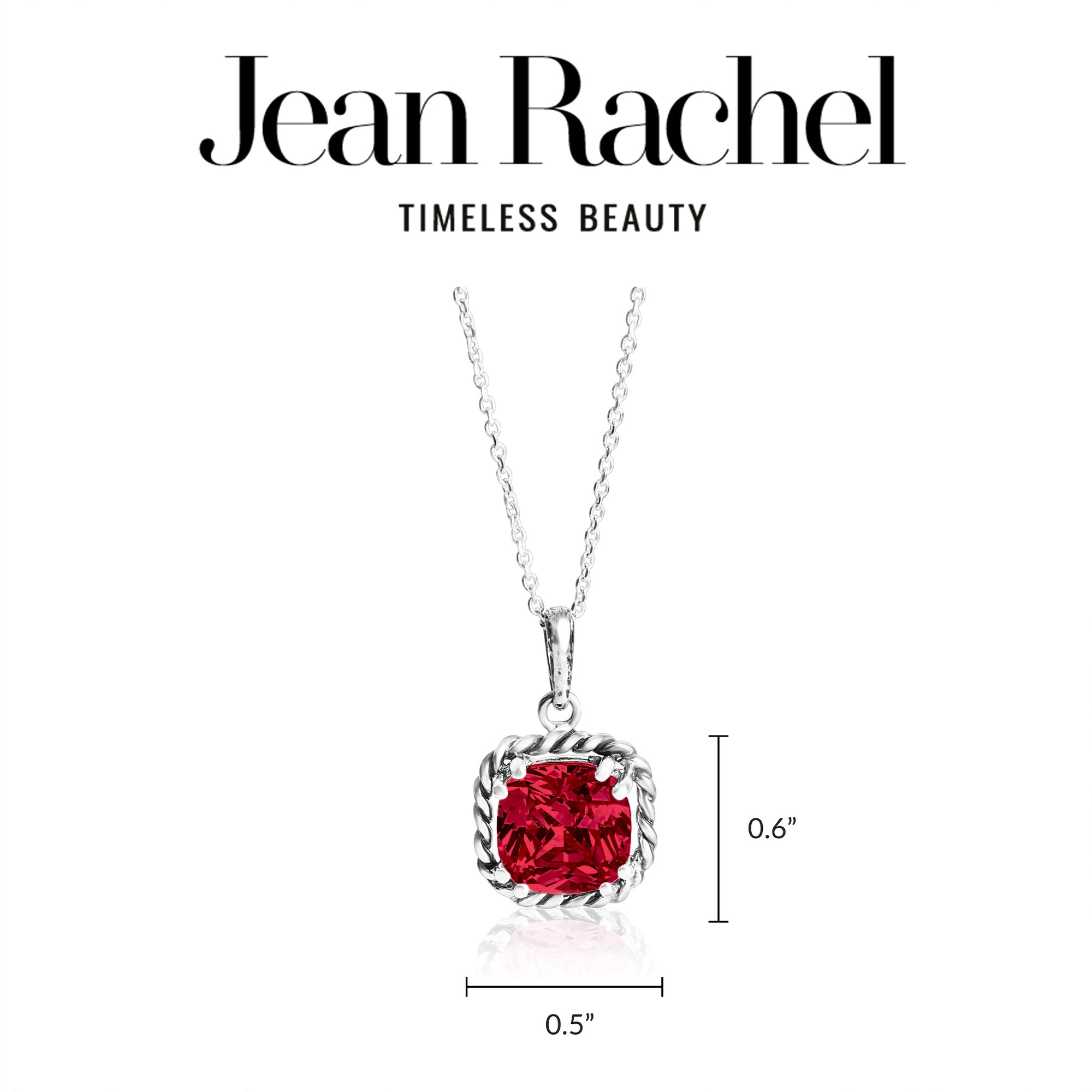 Sterling Silver Ruby CZ Braid Pendant Necklace