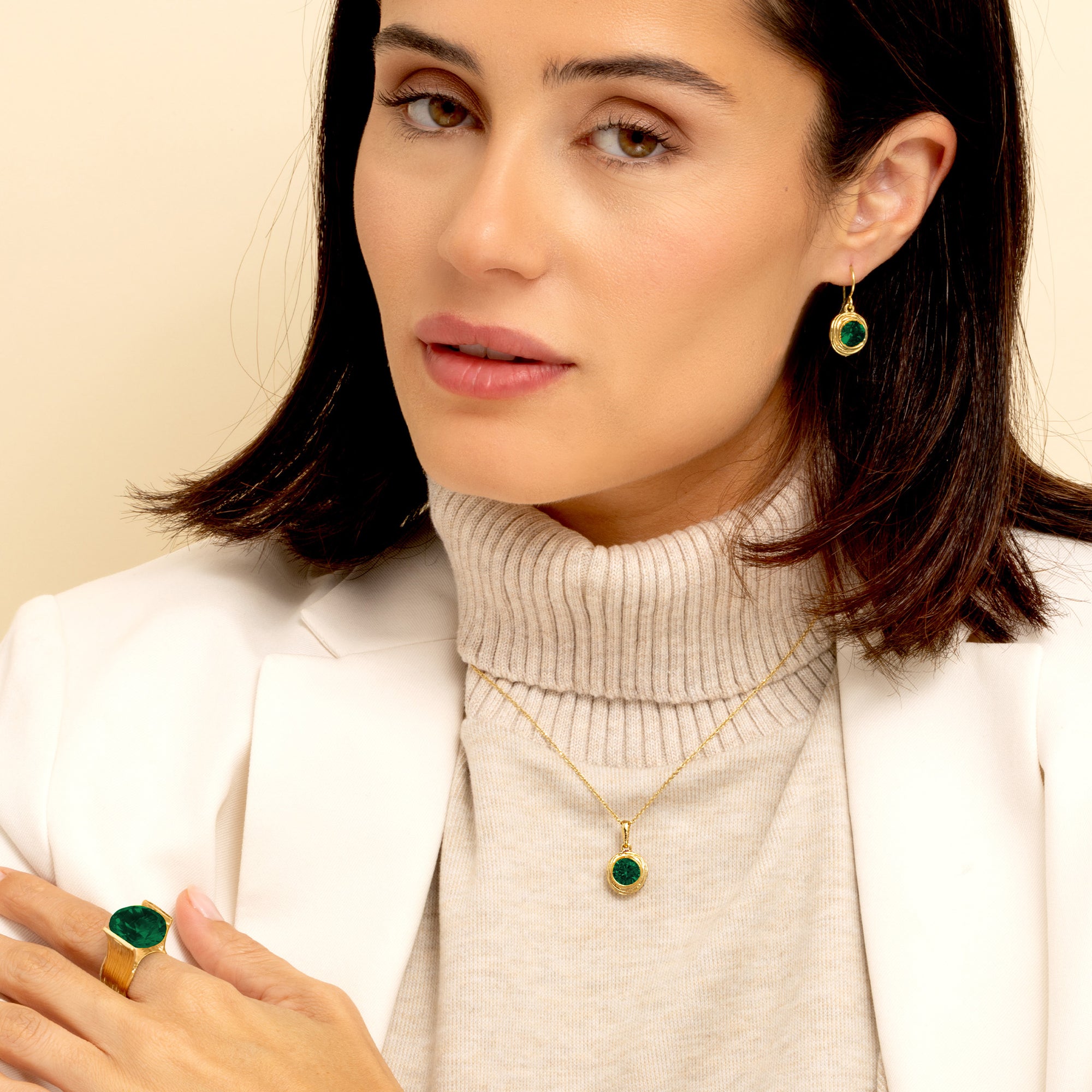 14K Gold Over Sterling Silver Emerald CZ Necklace