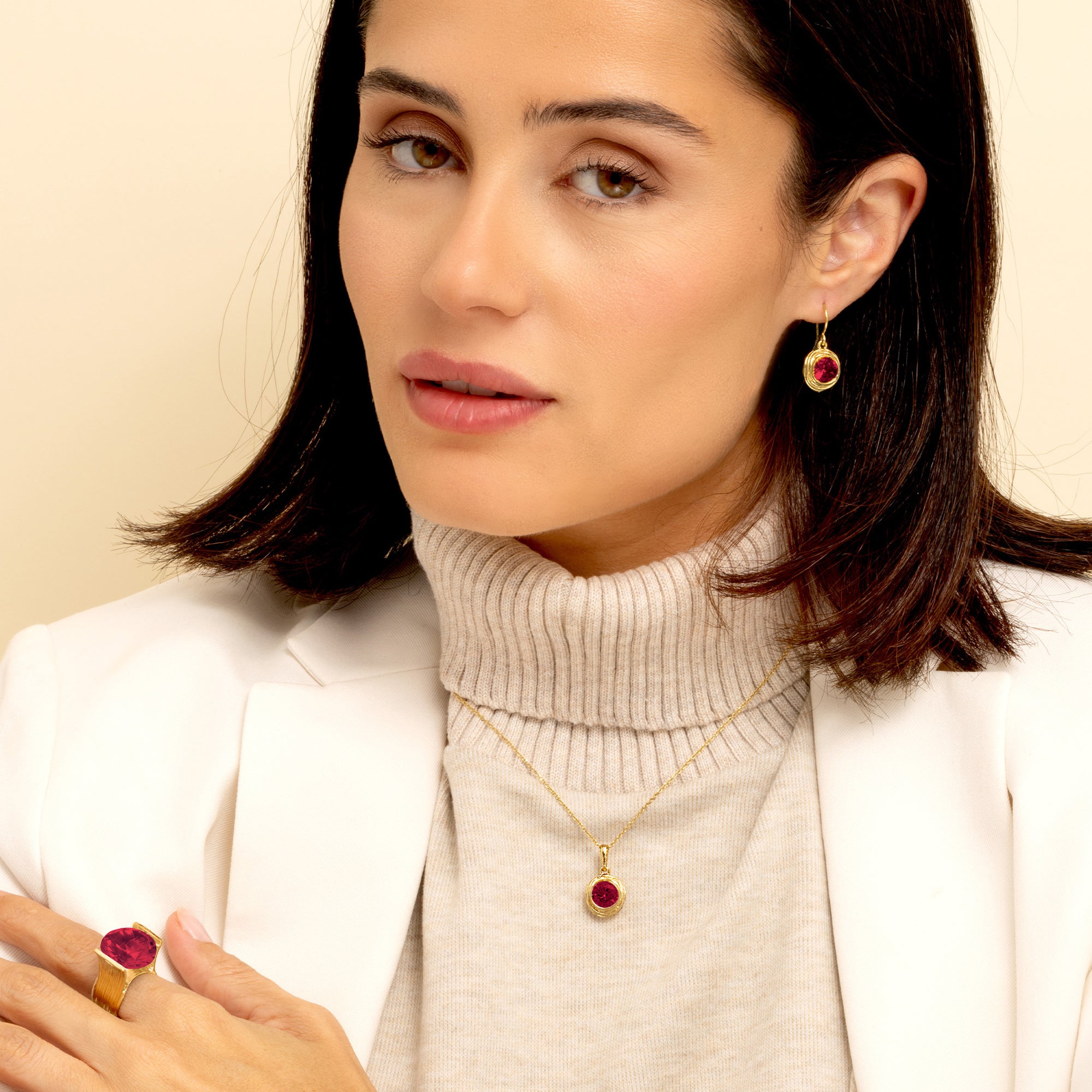 14K Gold Over Sterling Silver Ruby CZ Necklace
