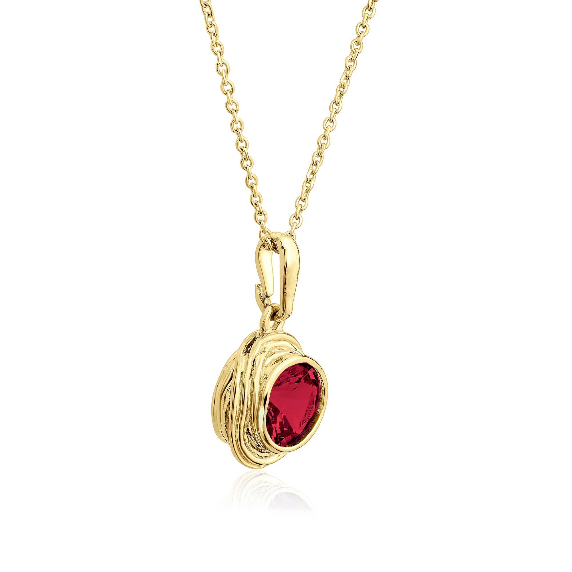 14K Gold Over Sterling Silver Ruby CZ Necklace
