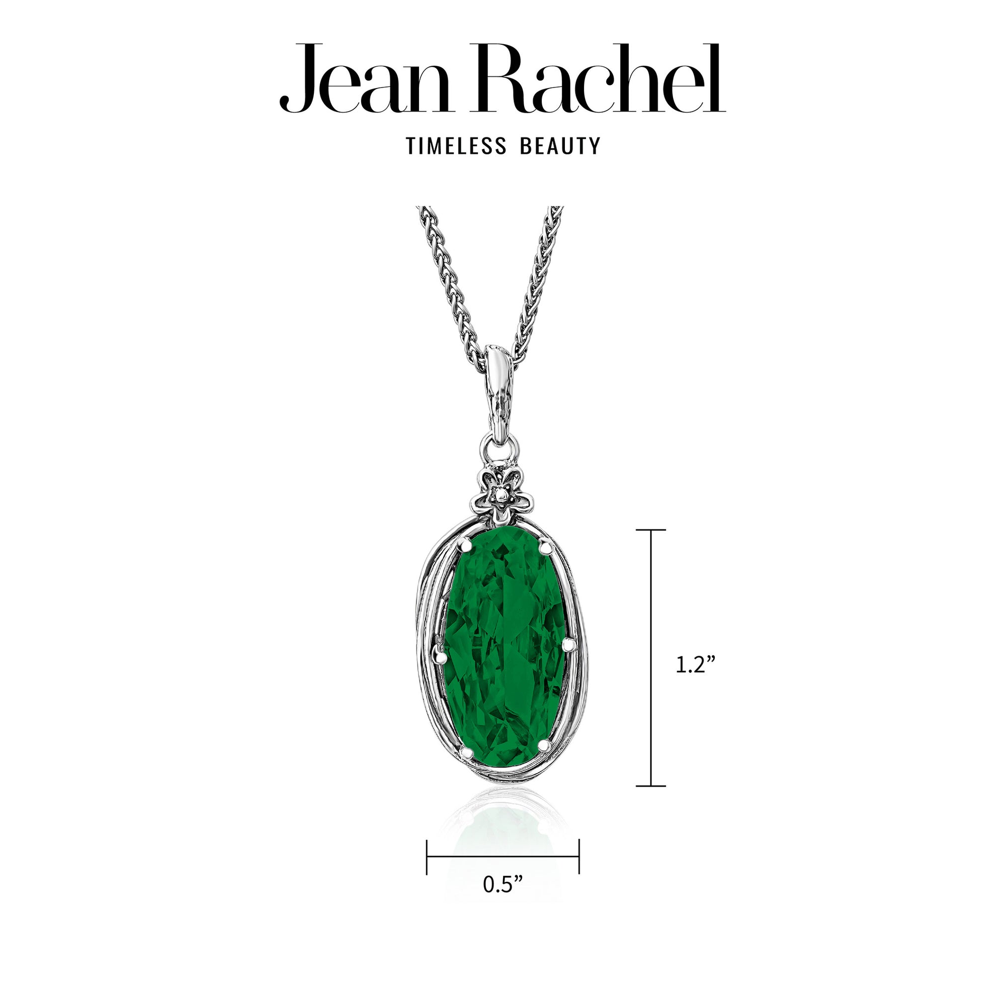 Sterling Silver Emerald CZ Floral Wire Wrap Necklace