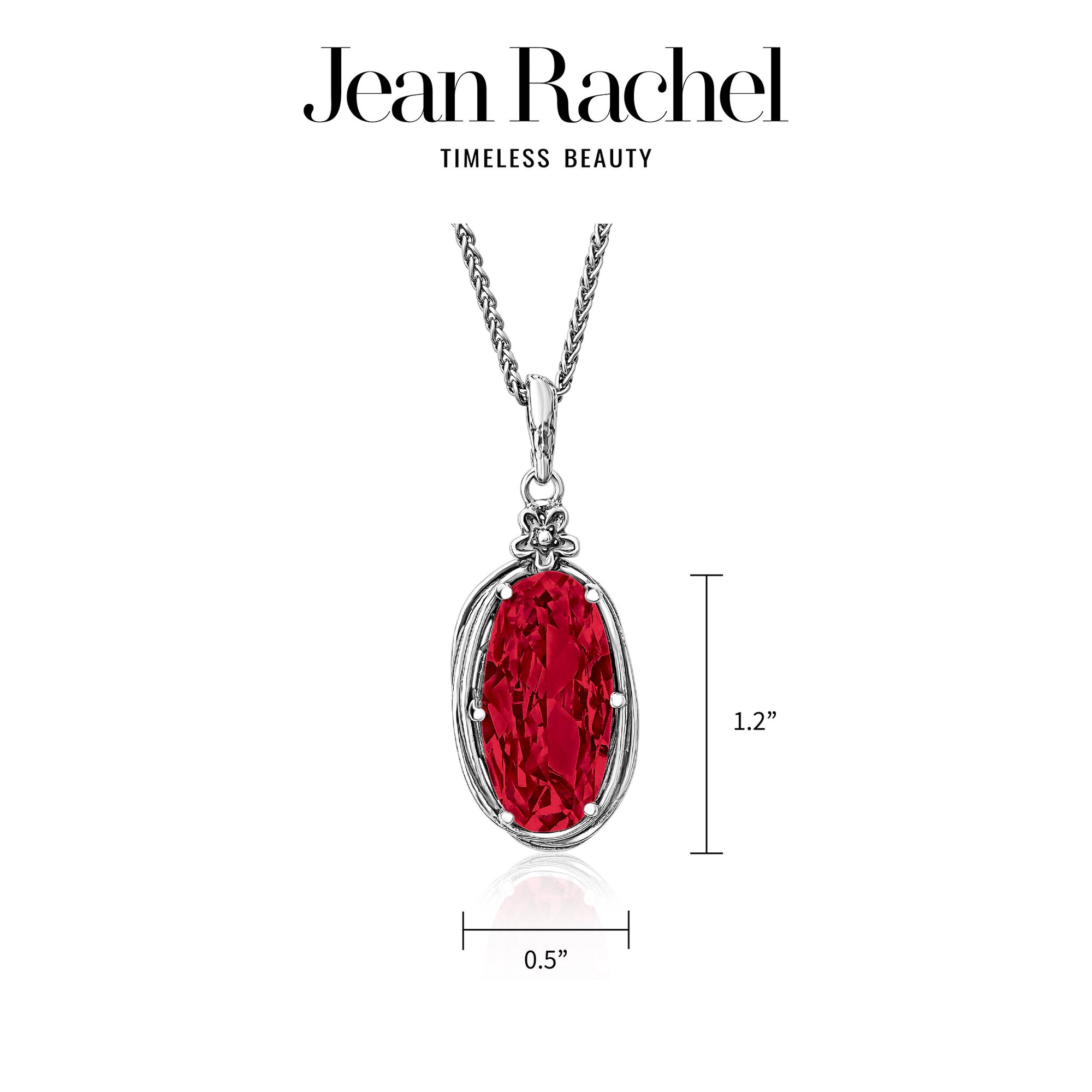 Sterling Silver Ruby CZ Floral Wire Wrap Necklace