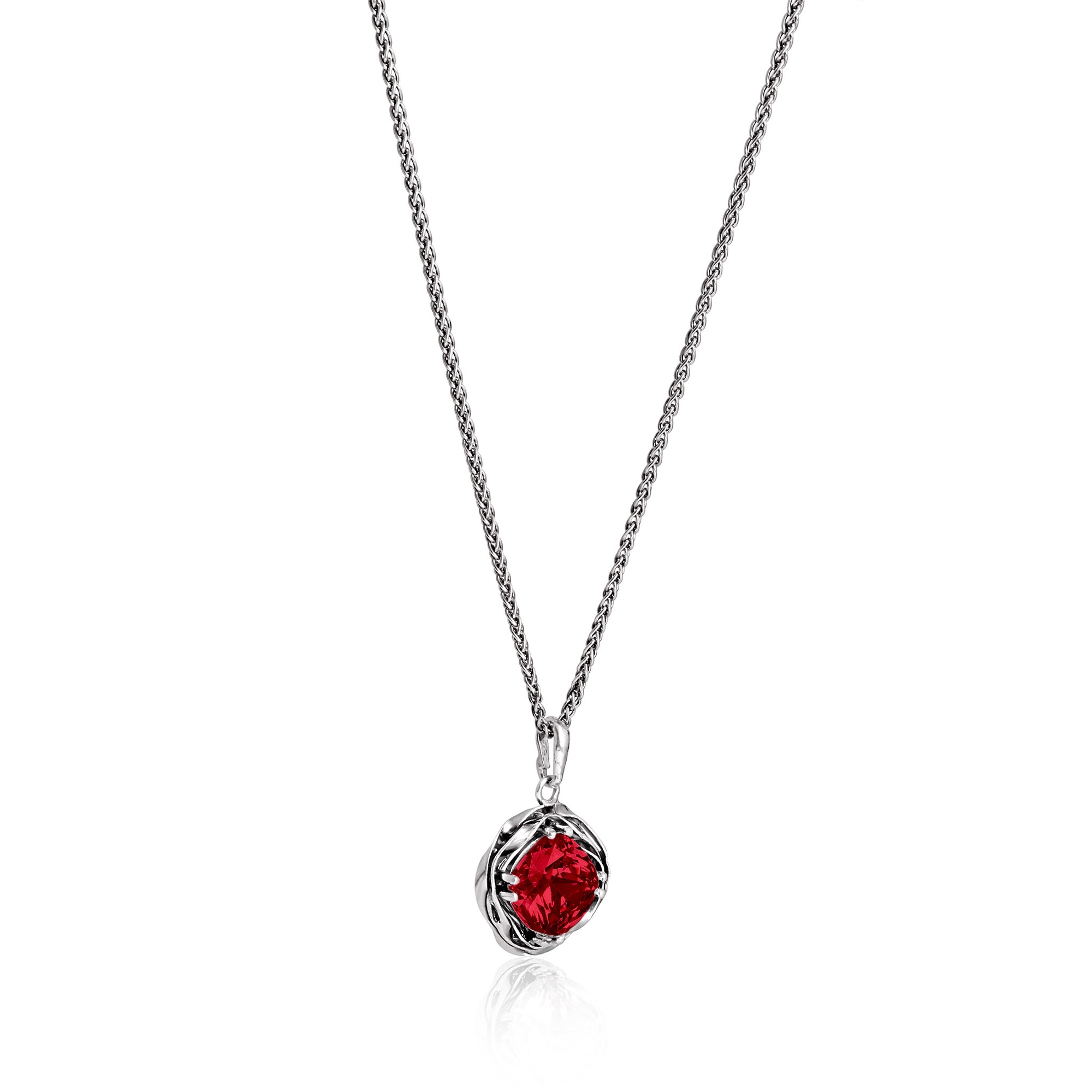 Statement Sterling Silver Ruby CZ Wrap Necklace