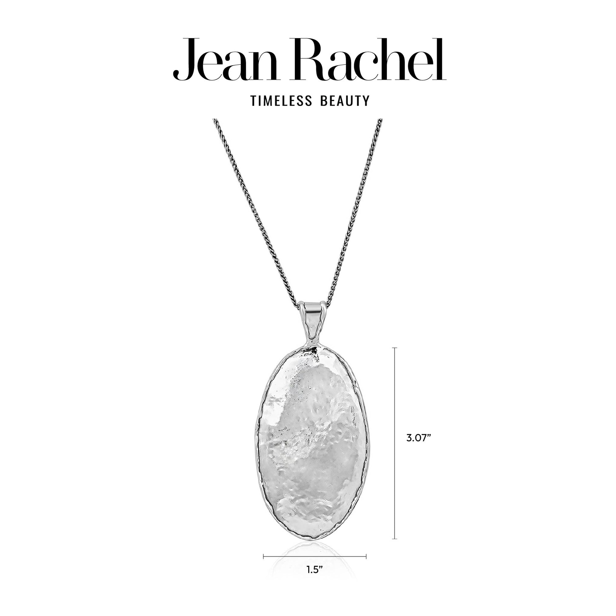 Sterling Silver Hammered Oval Pendant Necklace