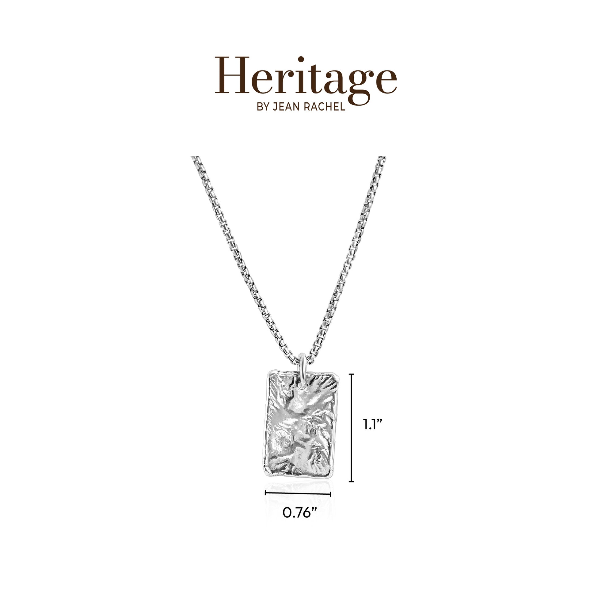 Sterling Silver Textured Rectangle Necklace