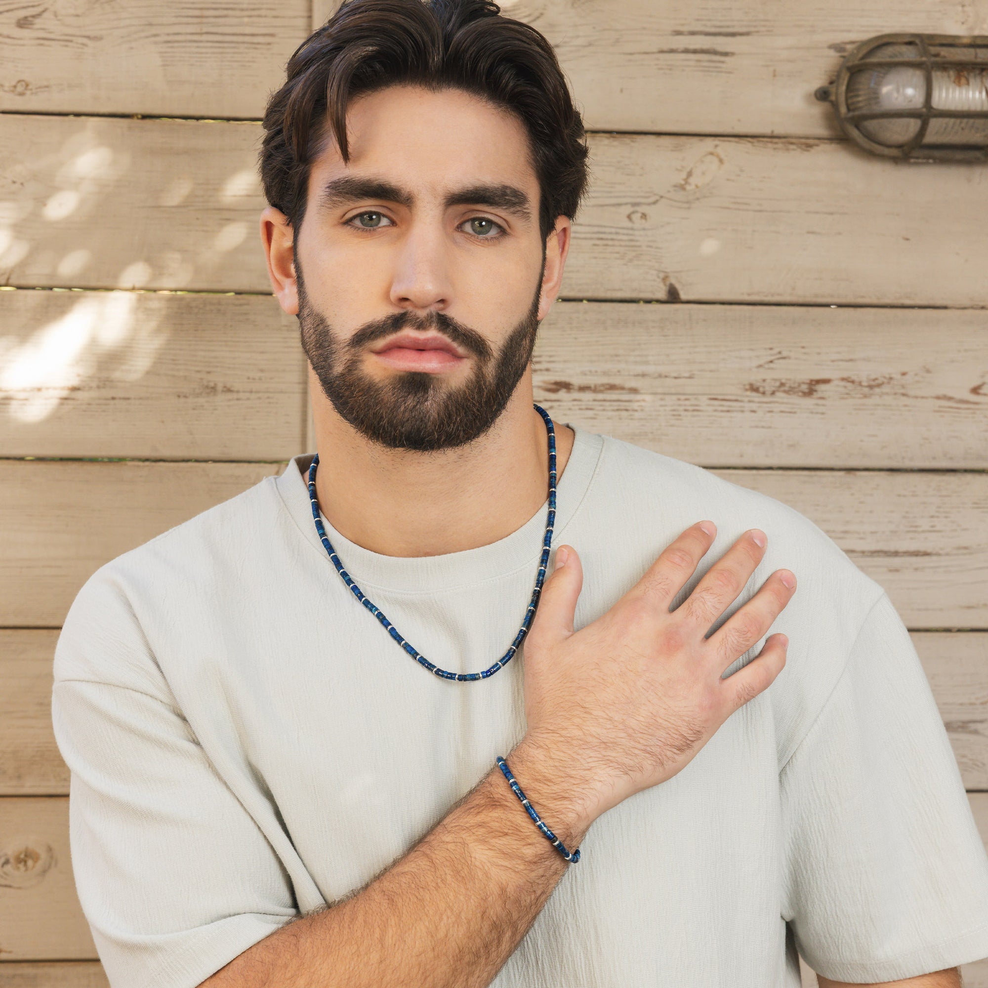 Sterling Silver Lapis Beaded Necklace