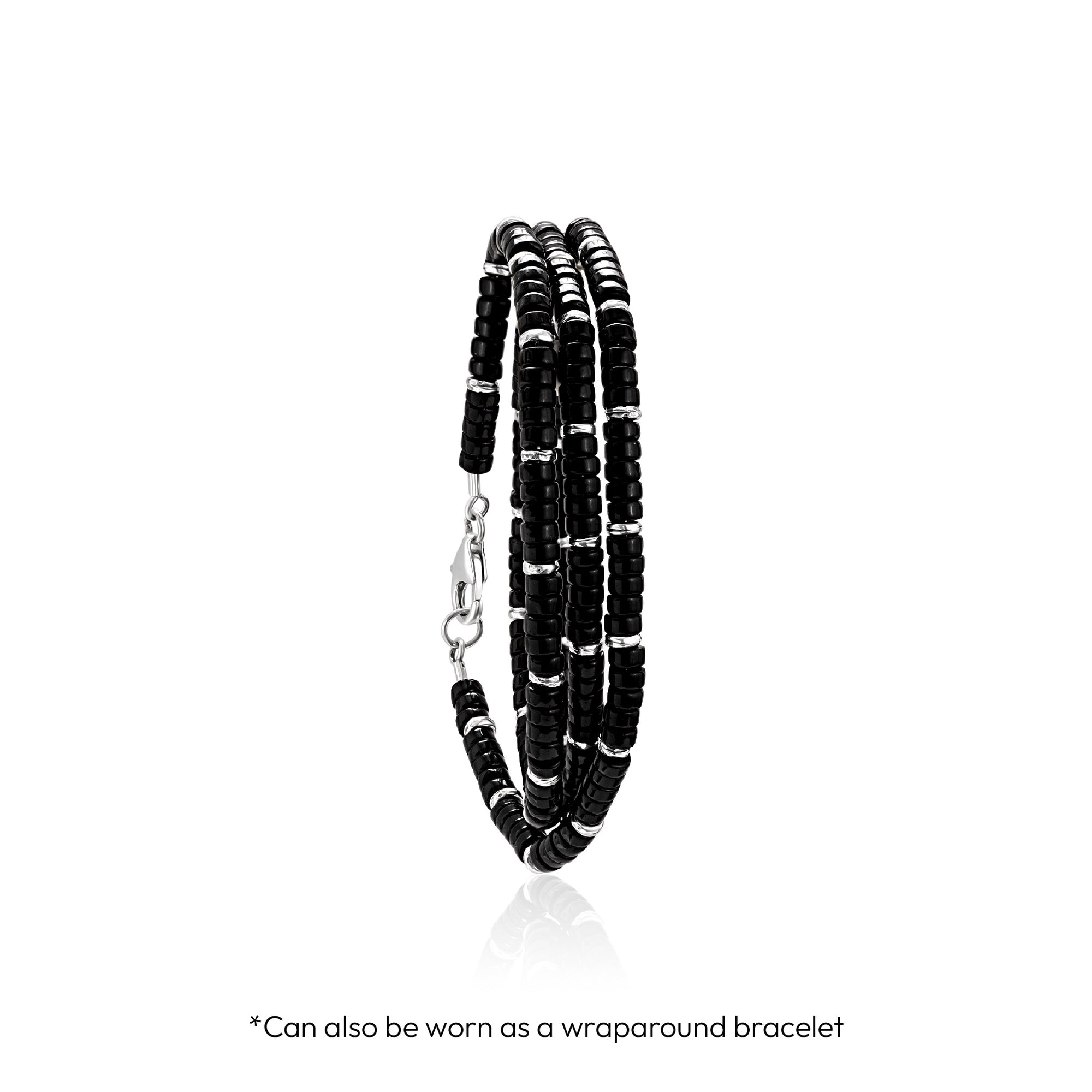 Sterling Silver Onyx Beaded Necklace