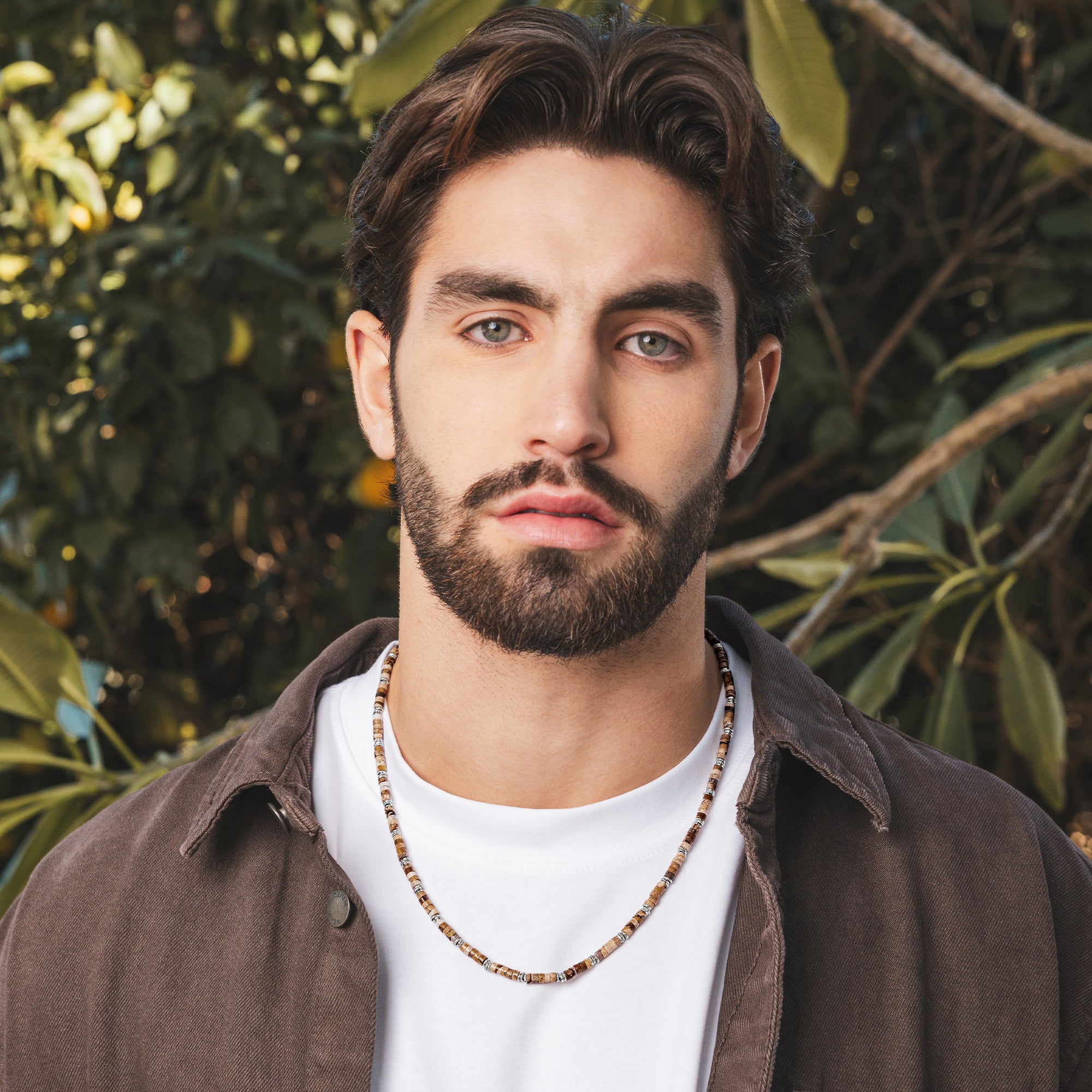 Sterling Silver Granule and Jasper Bead Necklace