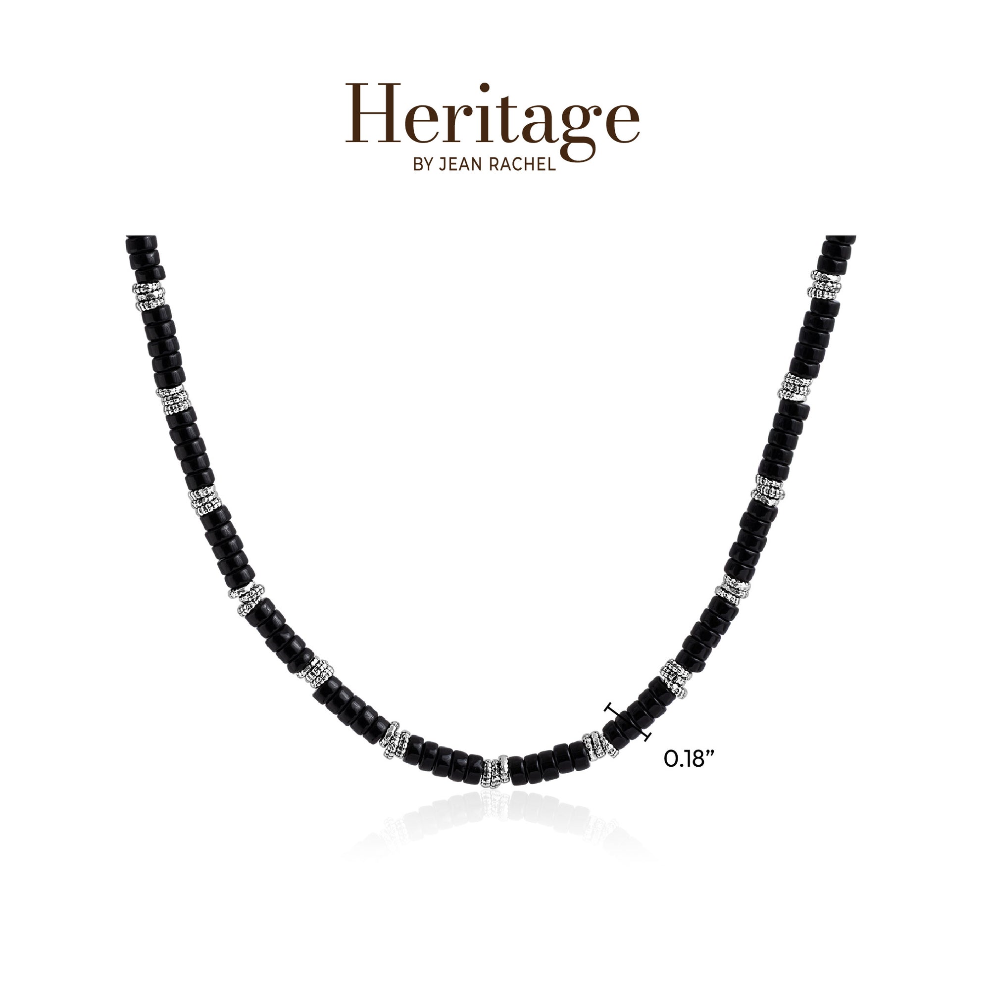Sterling Silver Granule and Onyx Bead Necklace