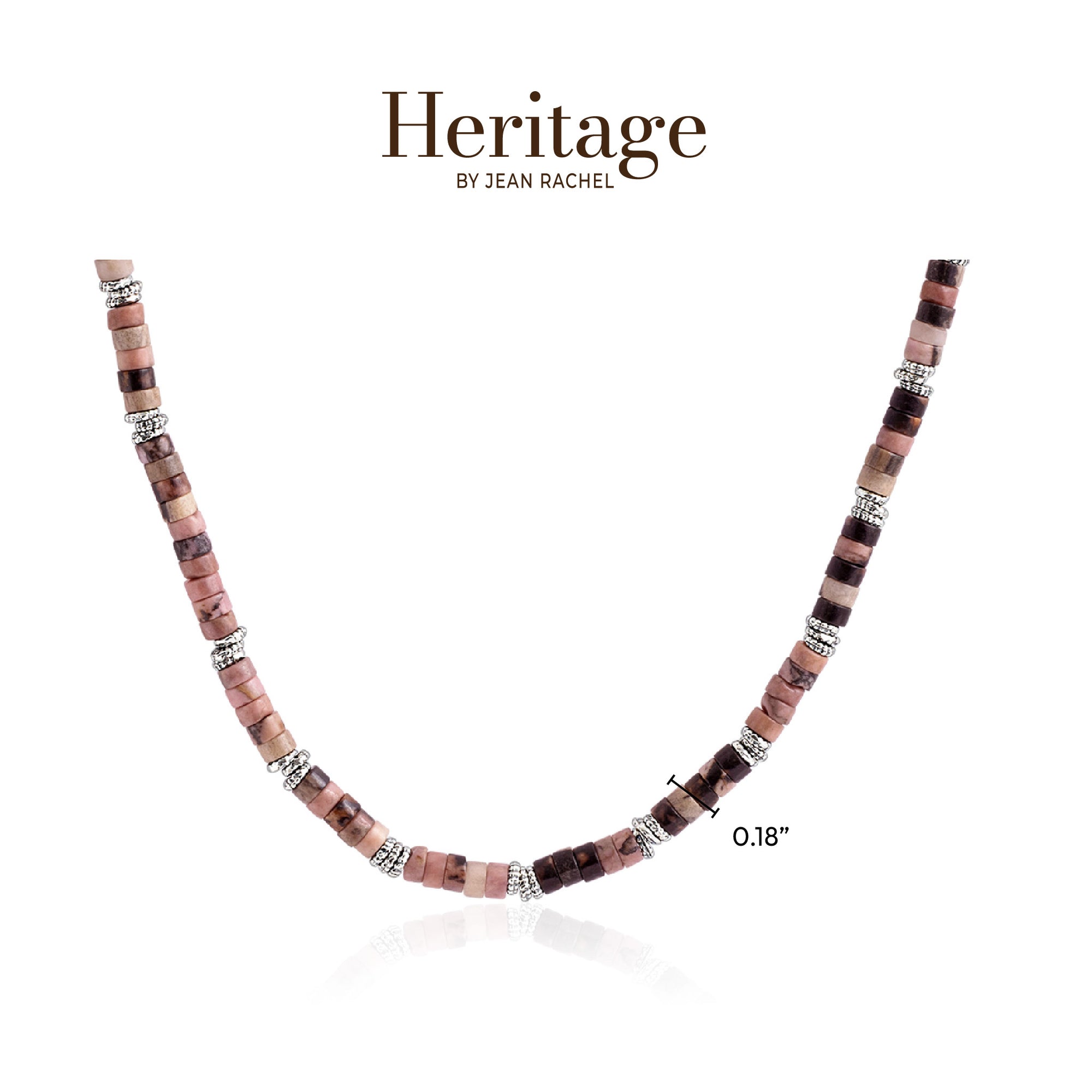 Sterling Silver Granule and Rhodonite Bead Necklace