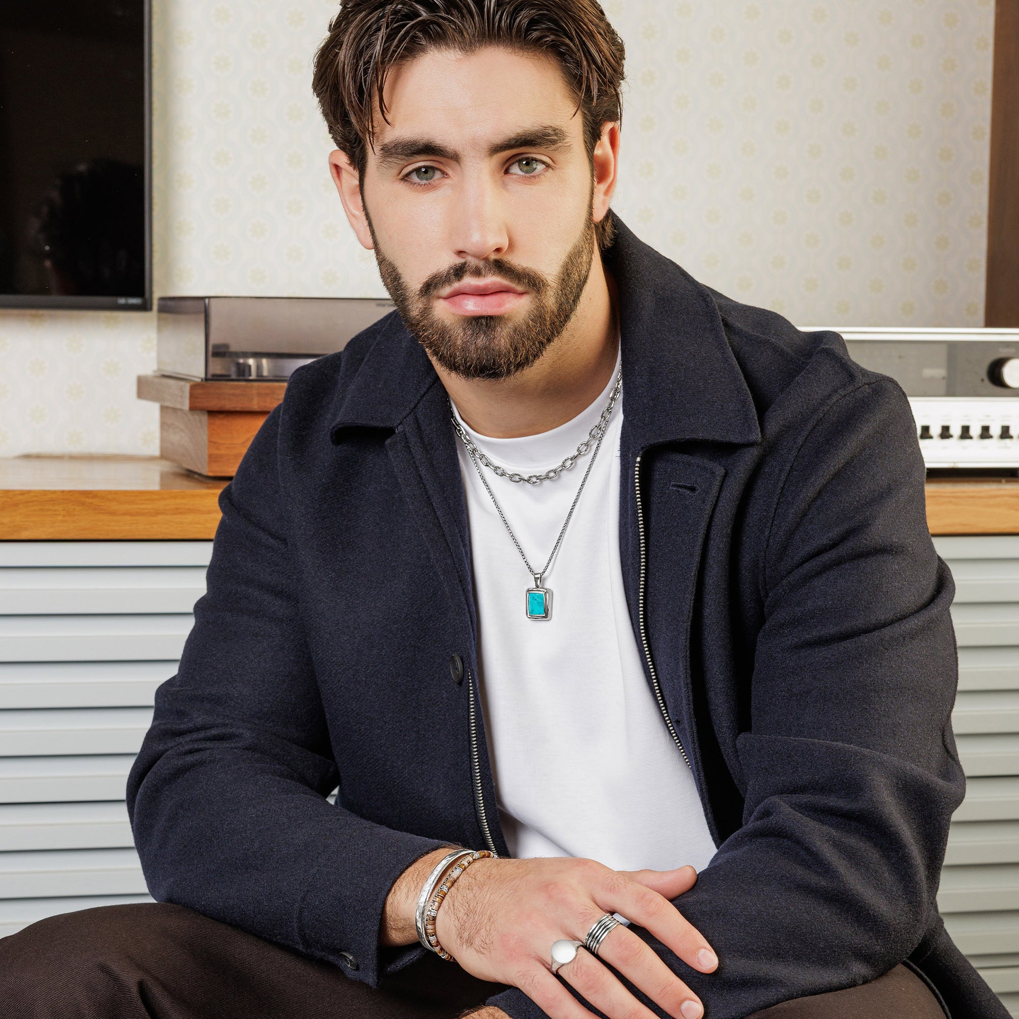 Bracciale rigido floreale in argento sterling