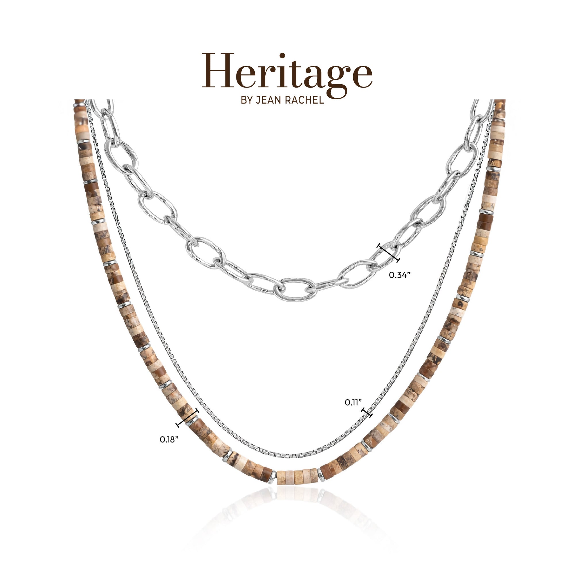 Sterling Silver Layered Necklace Set with Jasper