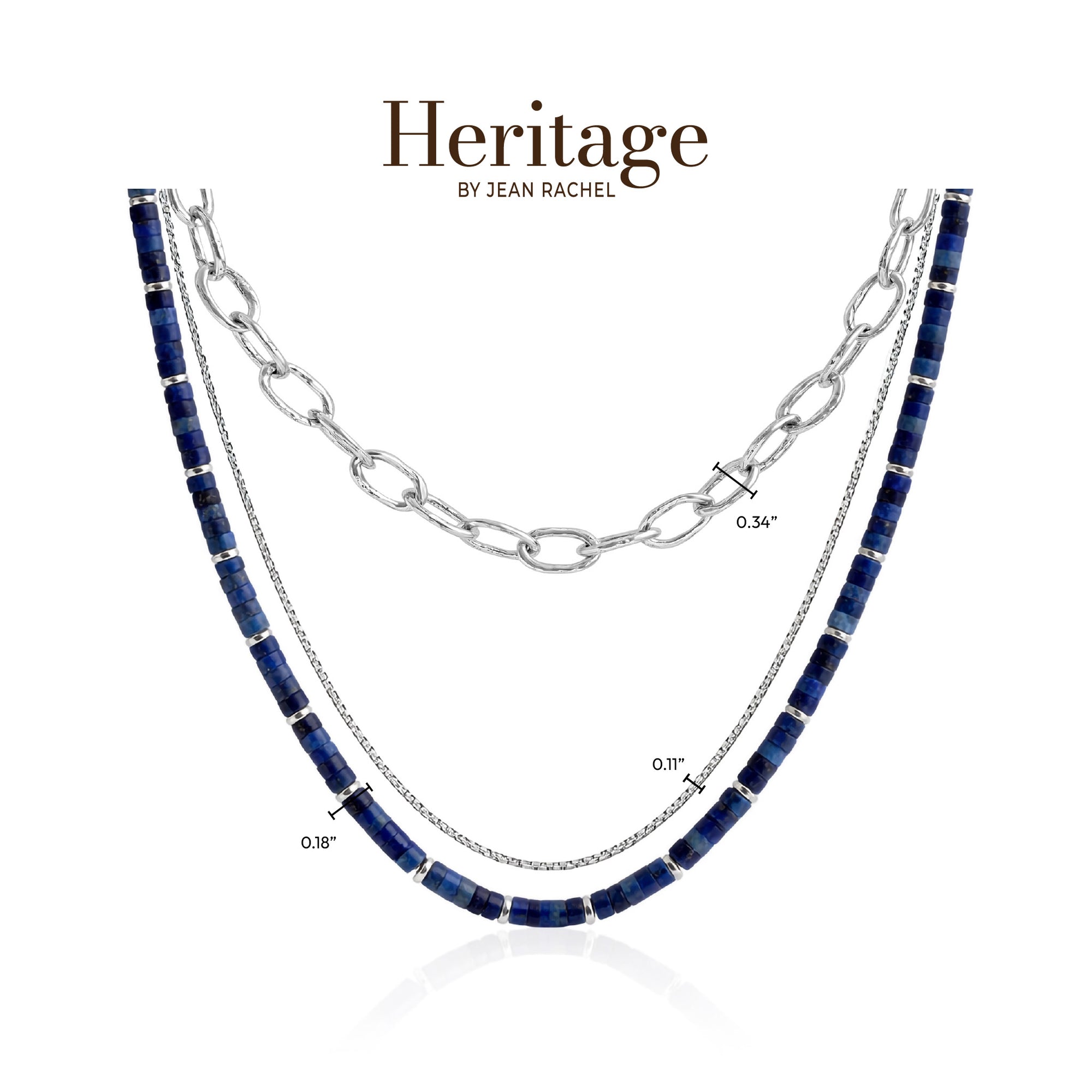 Sterling Silver Layered Necklace Set with Lapis