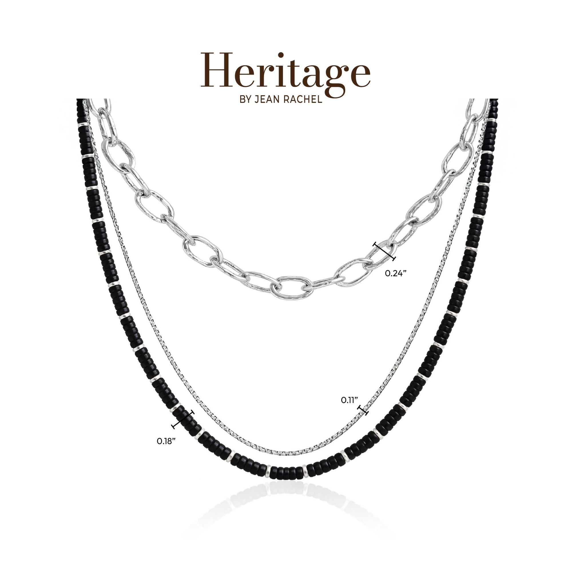 Sterling Silver Layered Necklace Set with Onyx