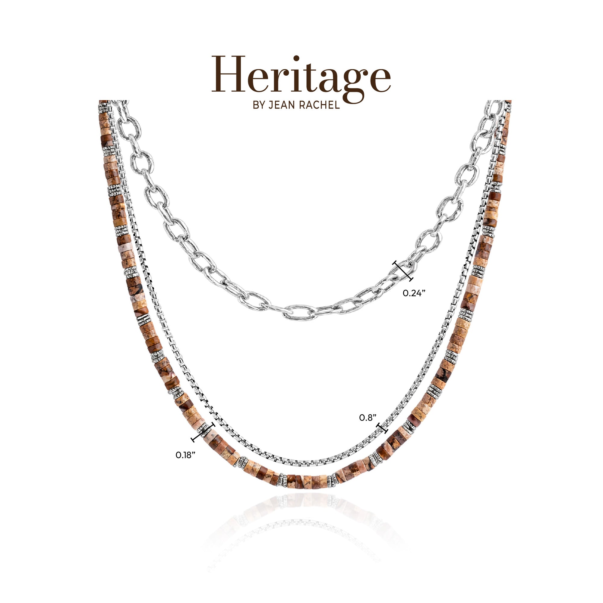 Sterling Silver Layered Chains with Jasper