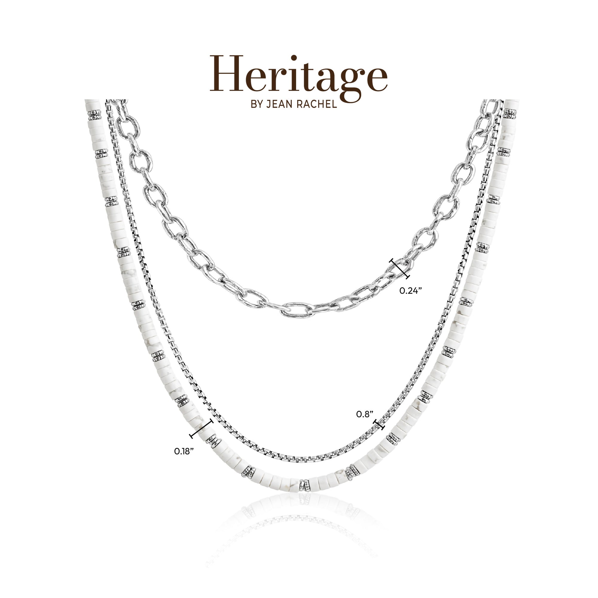 Sterling Silver Layered Chains with White Turquoise