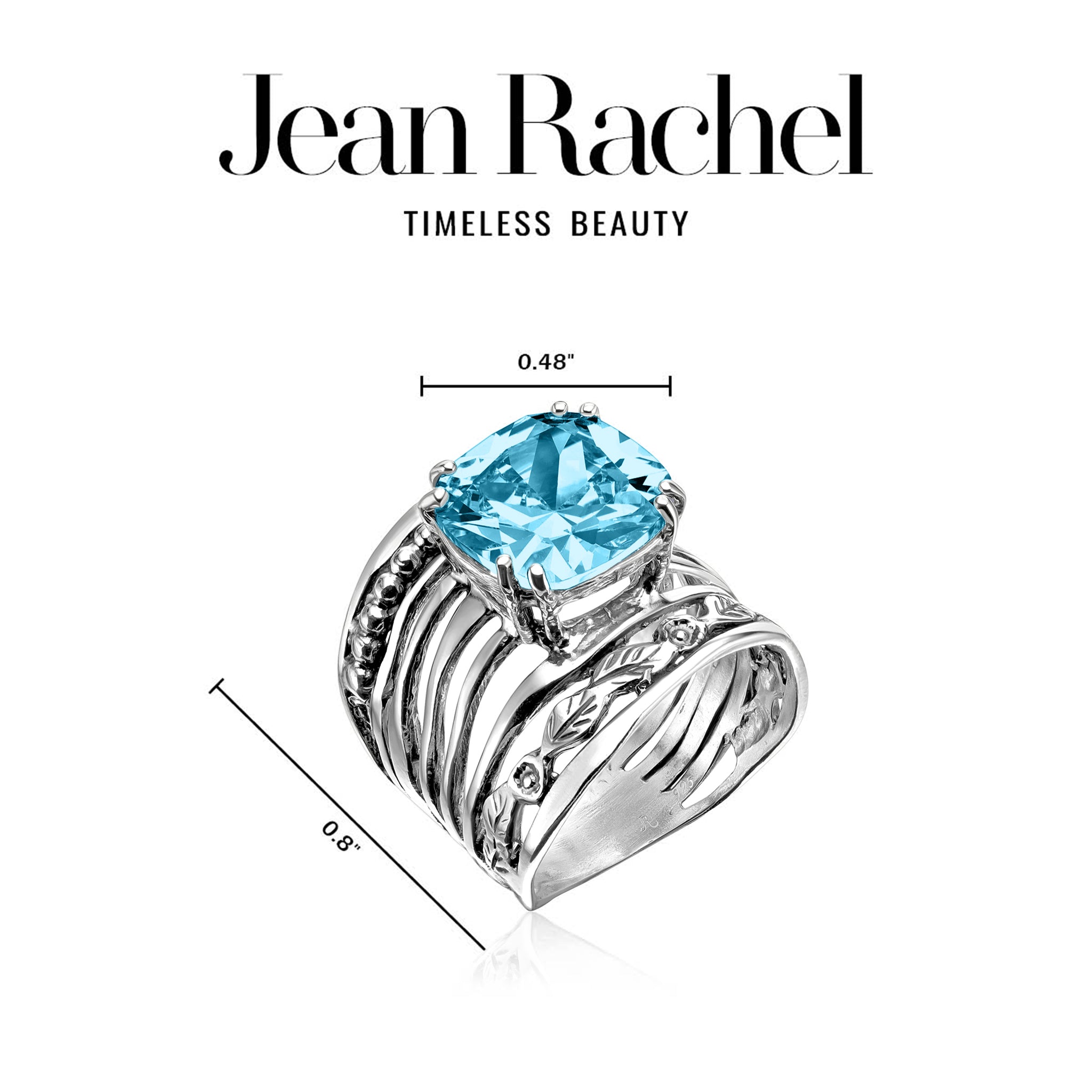☆TATIANA☆ Silver 925 Ripple Ring CR1839 Sterling Silver Aquamarine CZ Floral Ring – Jean Rachel Jewelry