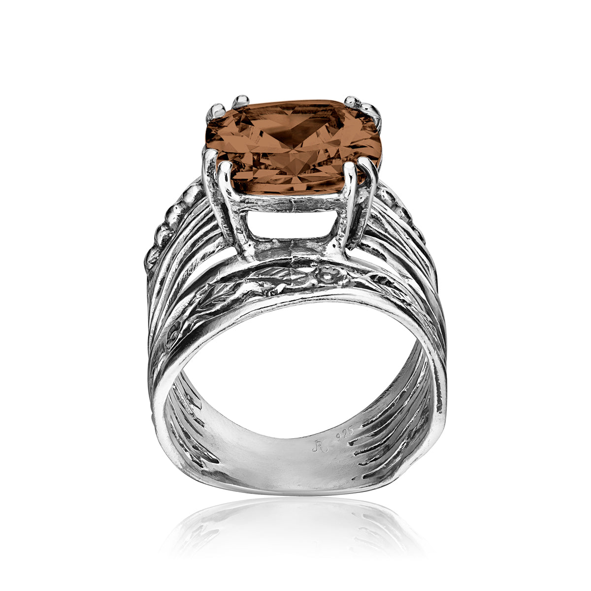 M564★スターリングシルバー★STERLING SILVER★71g★銀 Sterling Silver Smokey CZ Floral Ring – Jean Rachel Jewelry