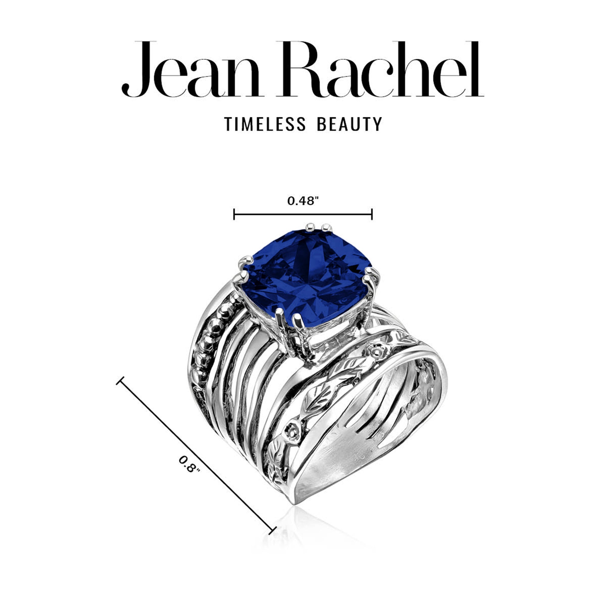 Sterling Silver Sapphire CZ Floral Ring