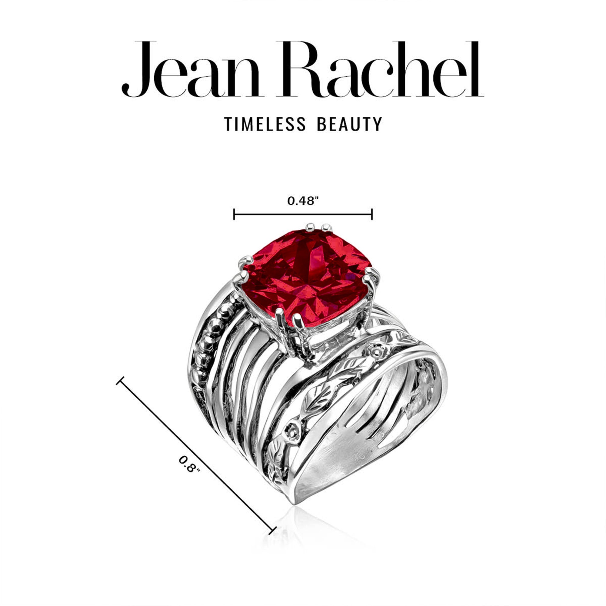 Sterling Silver Ruby CZ Floral Ring