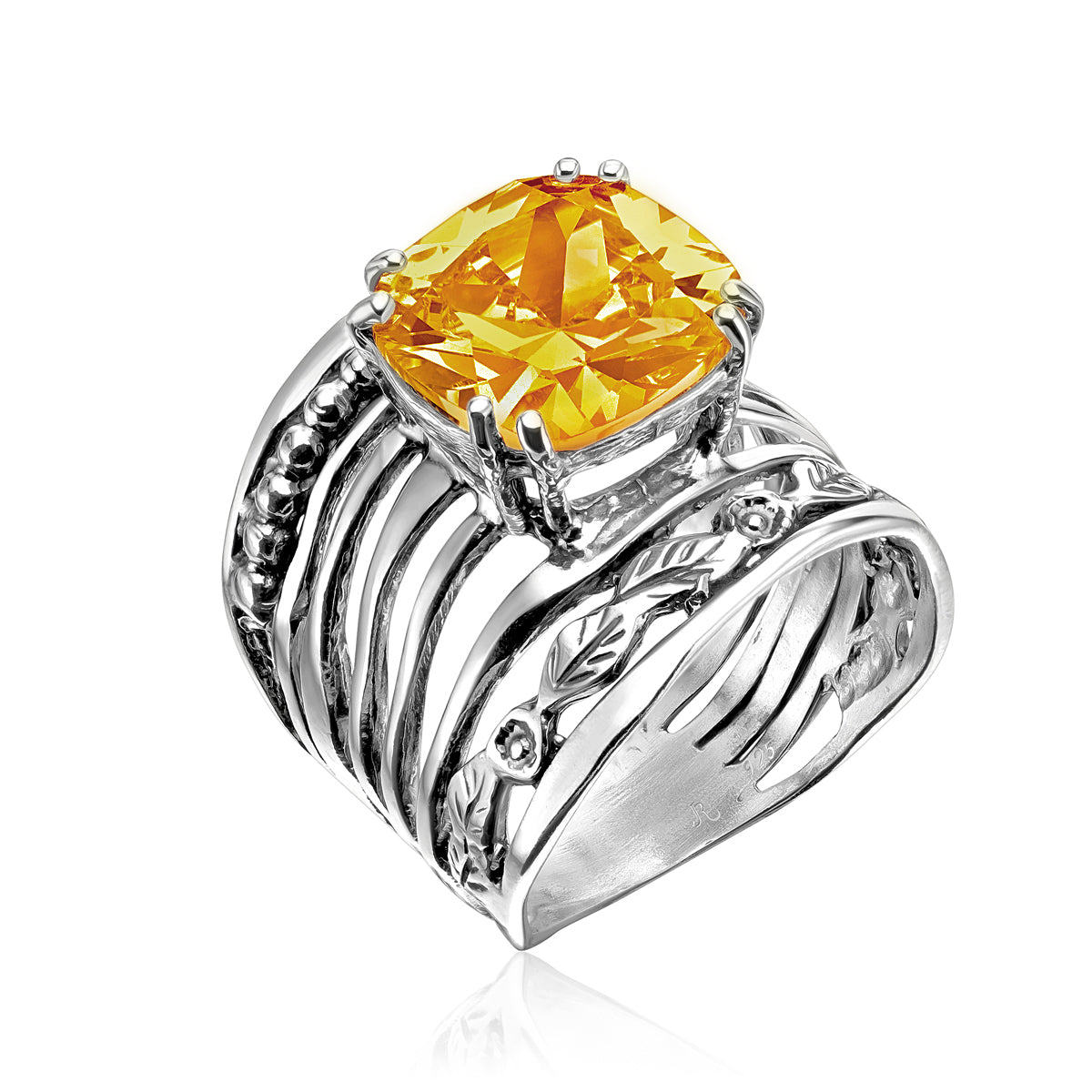 Solid 925 Sterling Silver Natural 3 Citrine Trilogy Ring, Modern Citrine outlet Ring, Anniversary Ring - Customizable