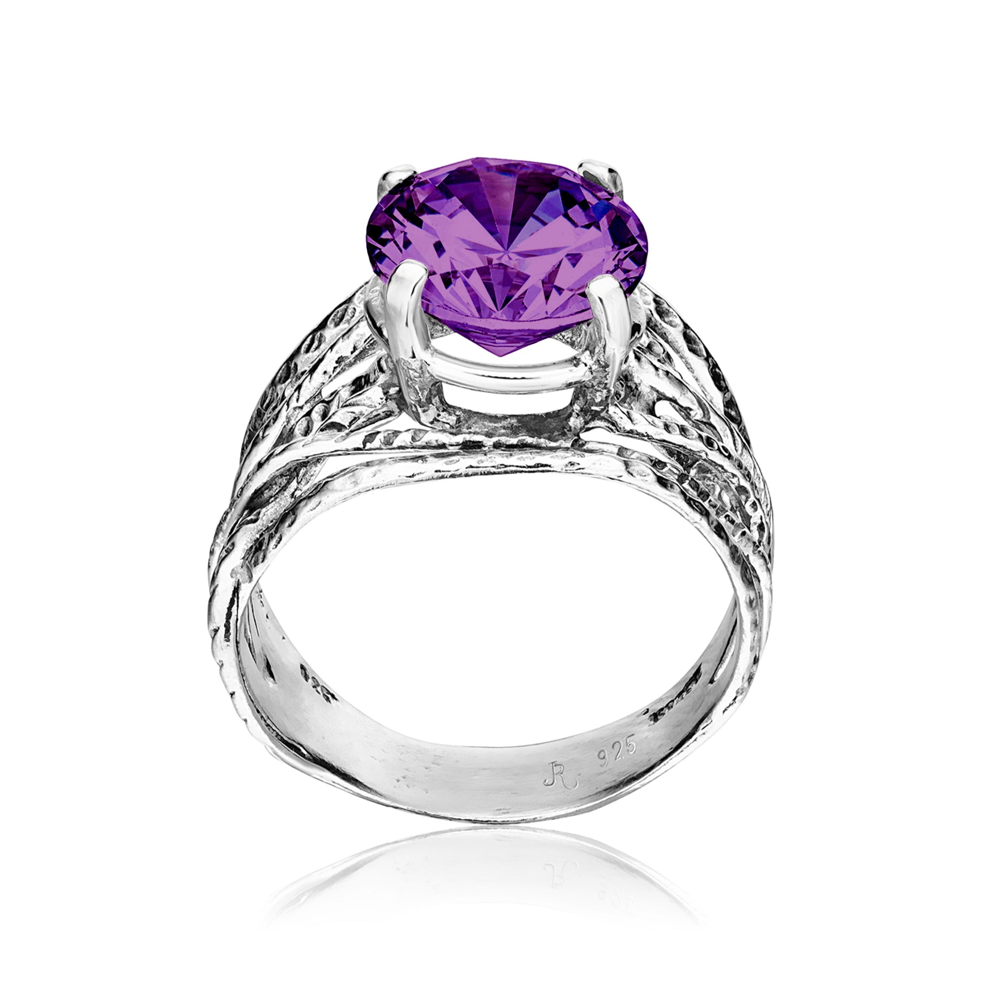 Sterling Silver Amethyst CZ Wrap Ring