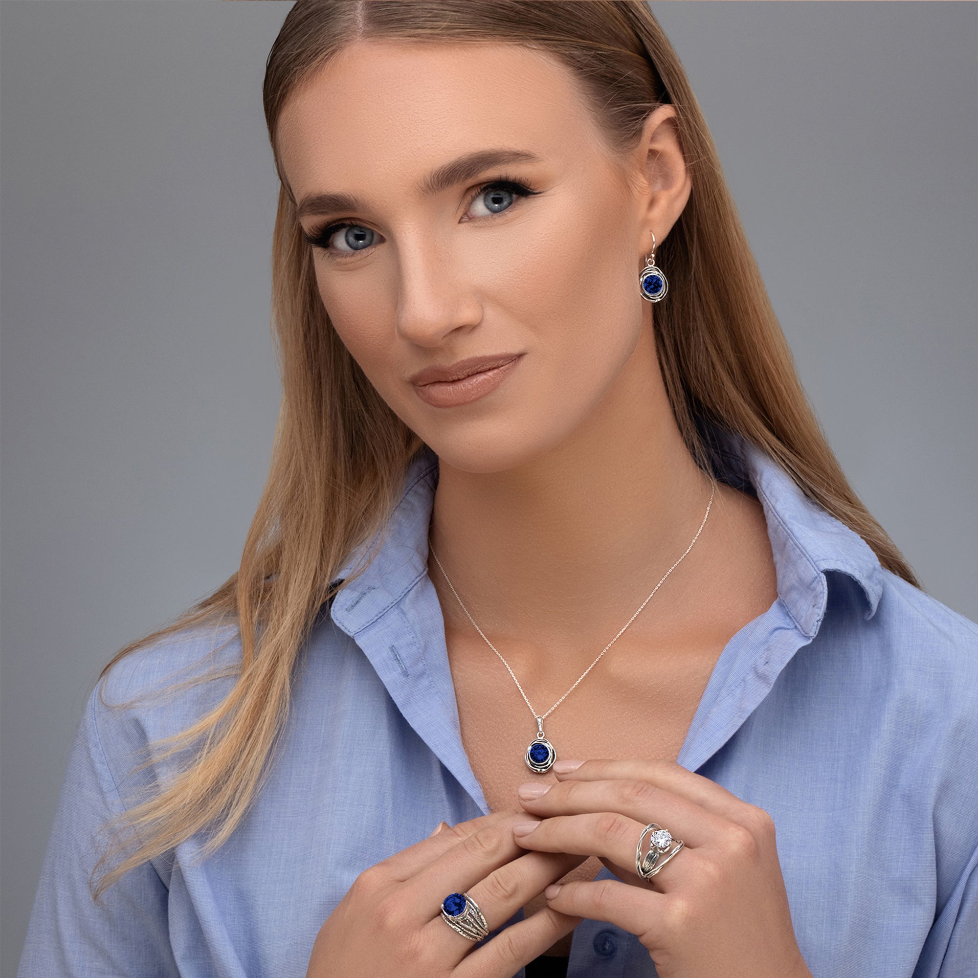 Sterling Silver Sapphire CZ Wrap Ring