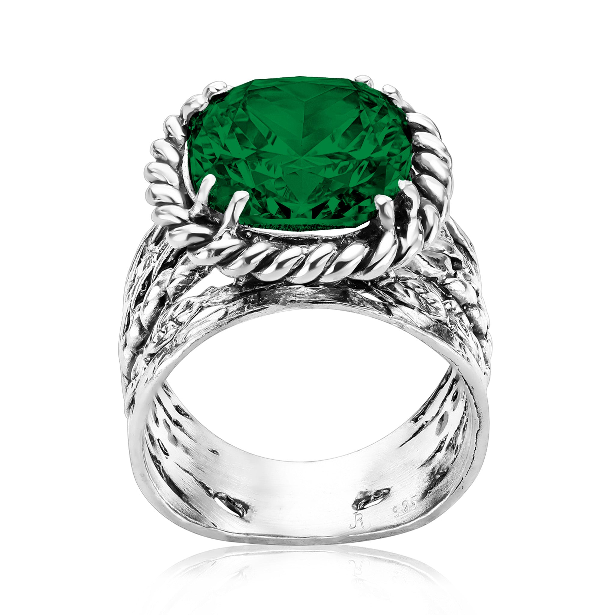 ■ENGBROX■ silver925 evergreen cubic ring EBRG25004SV Sterling Silver Emerald CZ Braid Leaf Ring – Jean Rachel Jewelry