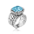 Anello in argento sterling con foglia intrecciata in acquamarina e zirconi cubici