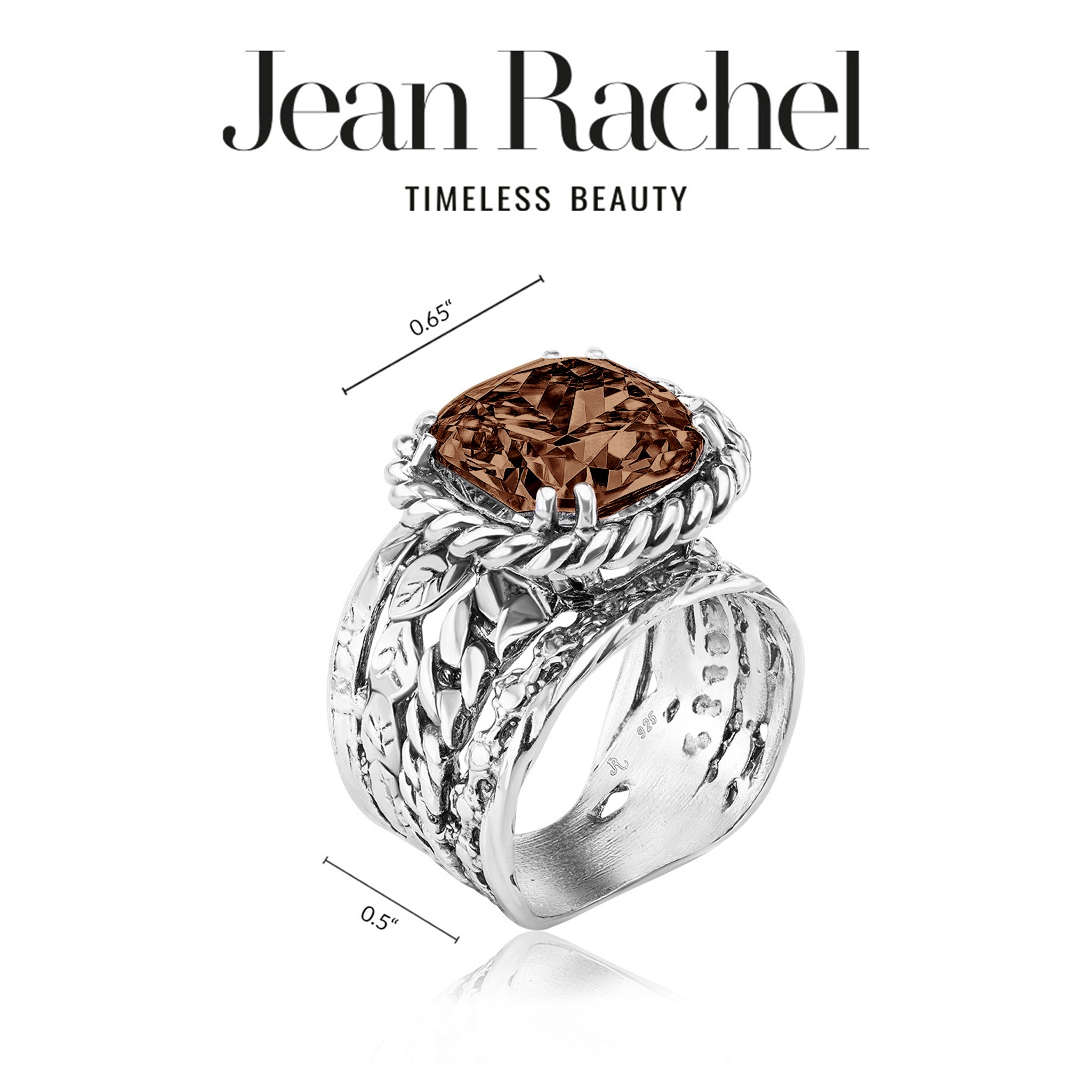Sterling Silver Smokey CZ Braid Leaf Ring – Jean Rachel Jewelry