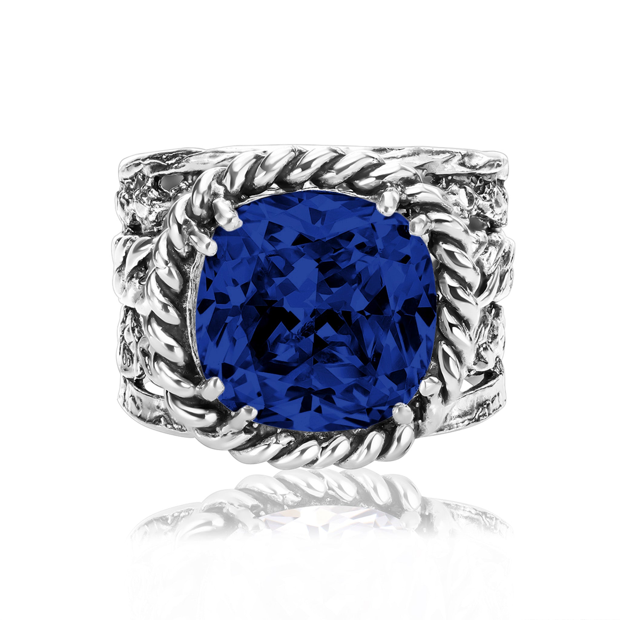 Sterling Silver Sapphire CZ Braid Leaf Ring – Jean Rachel Jewelry