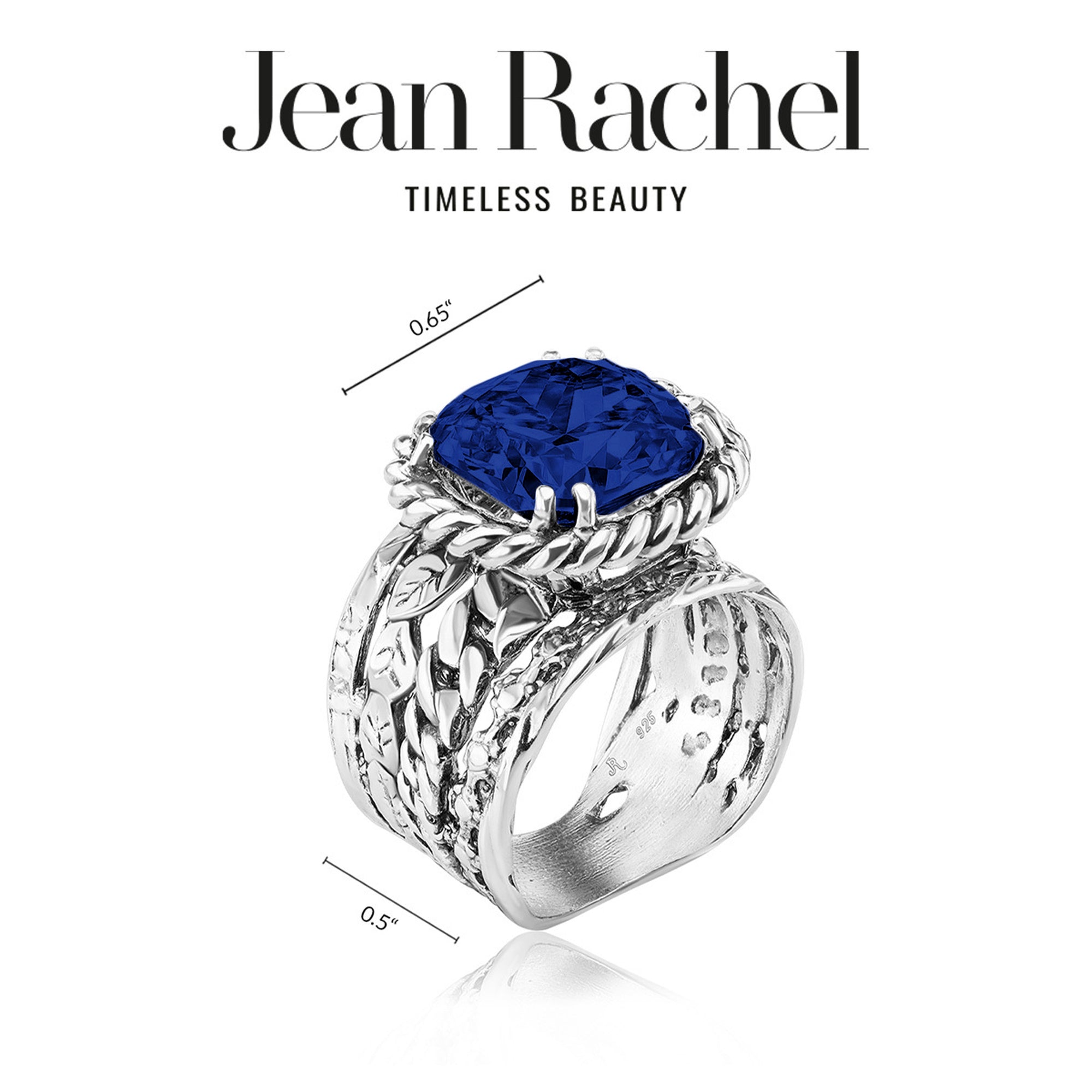 Sterling Silver Sapphire CZ Braid Leaf Ring