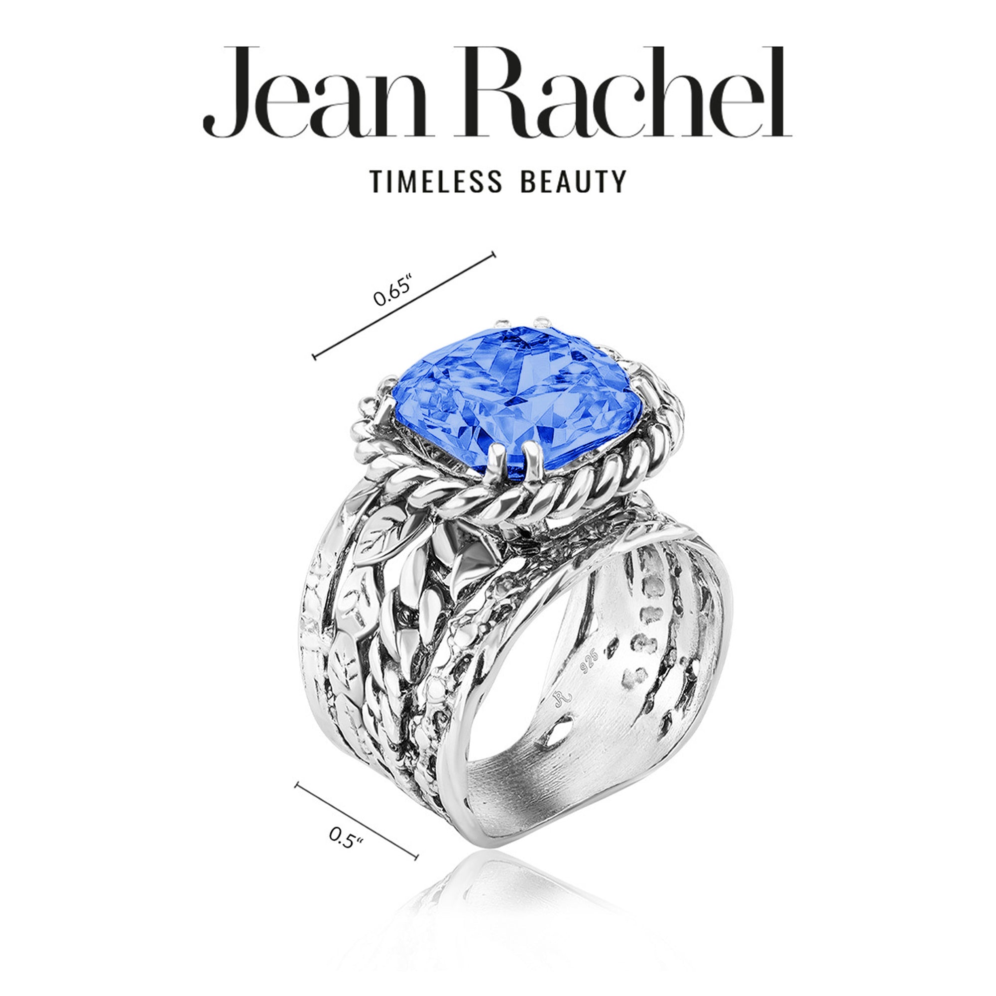 Sterling Silver Tanzanite CZ Braid Leaf Ring