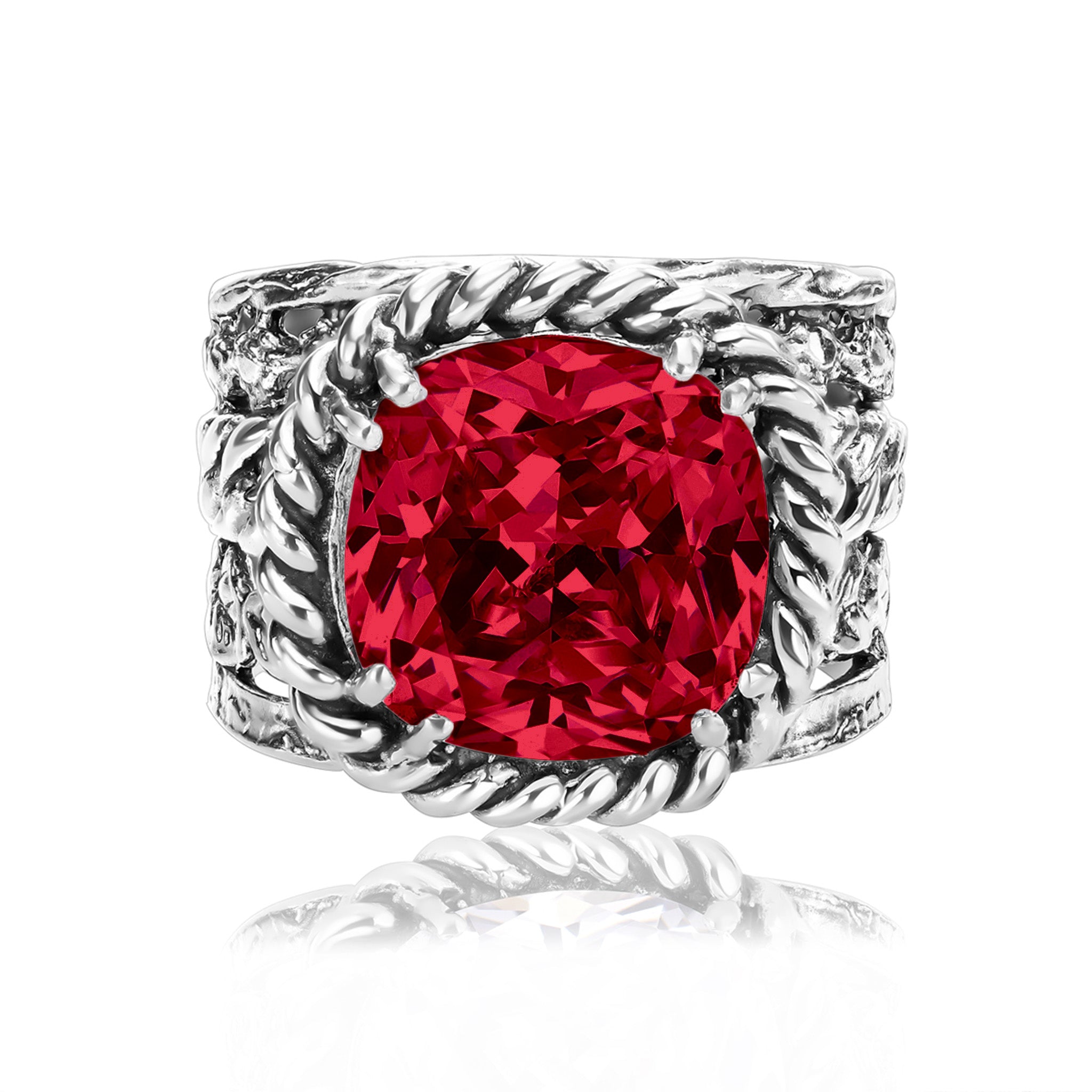 Sterling Silver Ruby CZ Braid Leaf Ring – Jean Rachel Jewelry