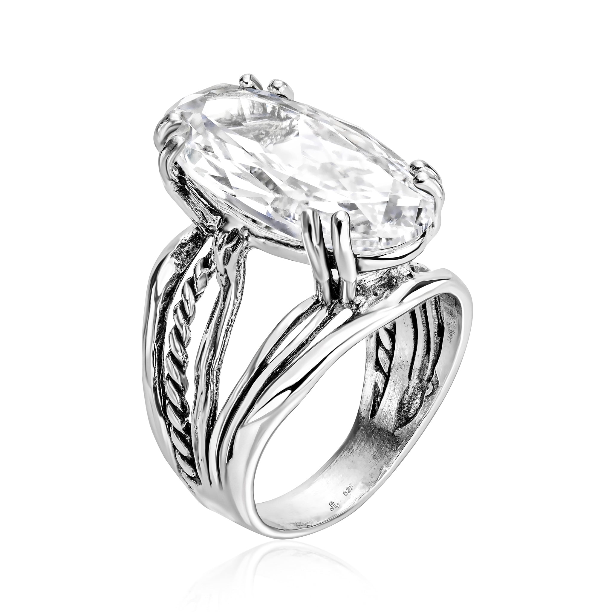 Sterling Silver Oval CZ Wrap Ring