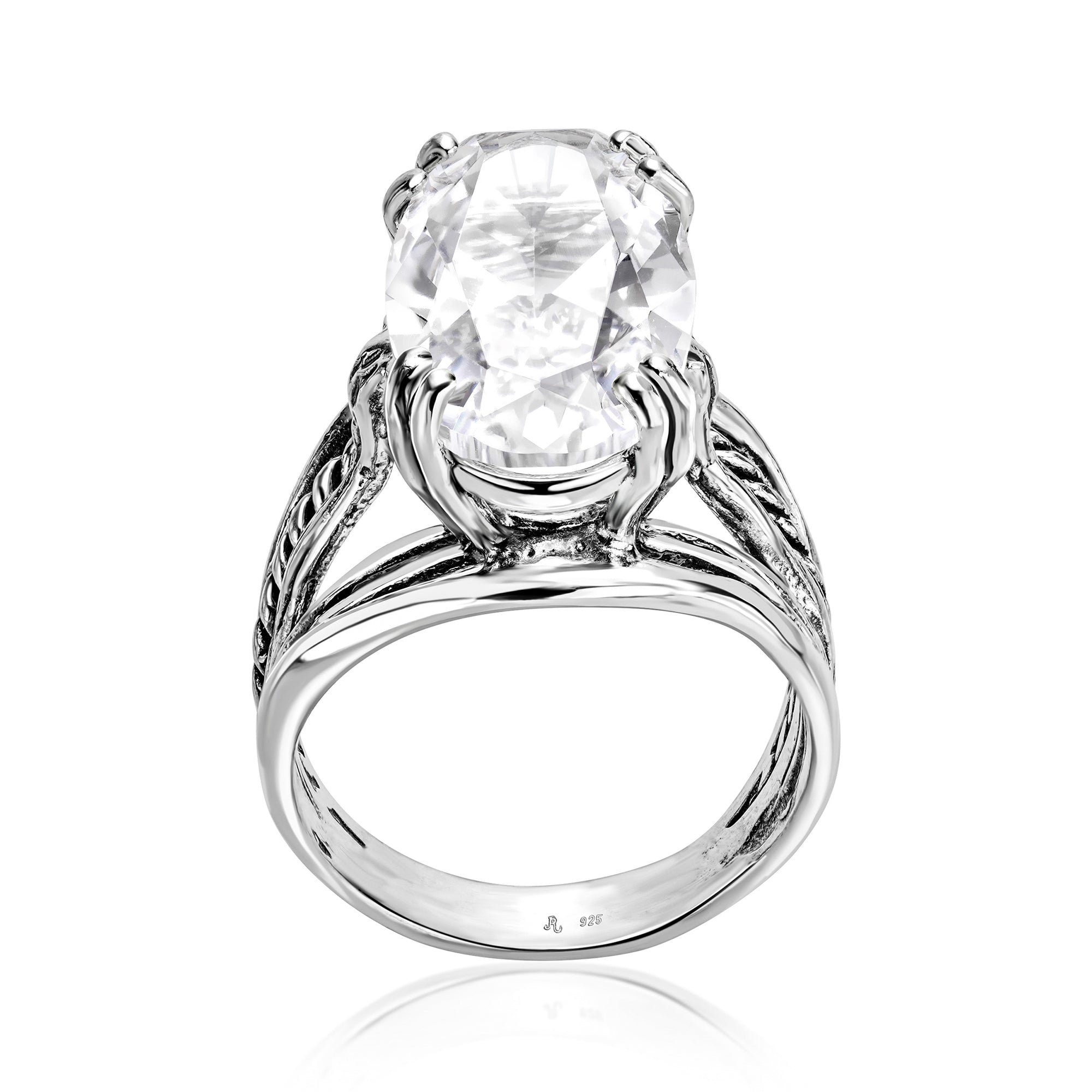 Sterling Silver Oval CZ Wrap Ring