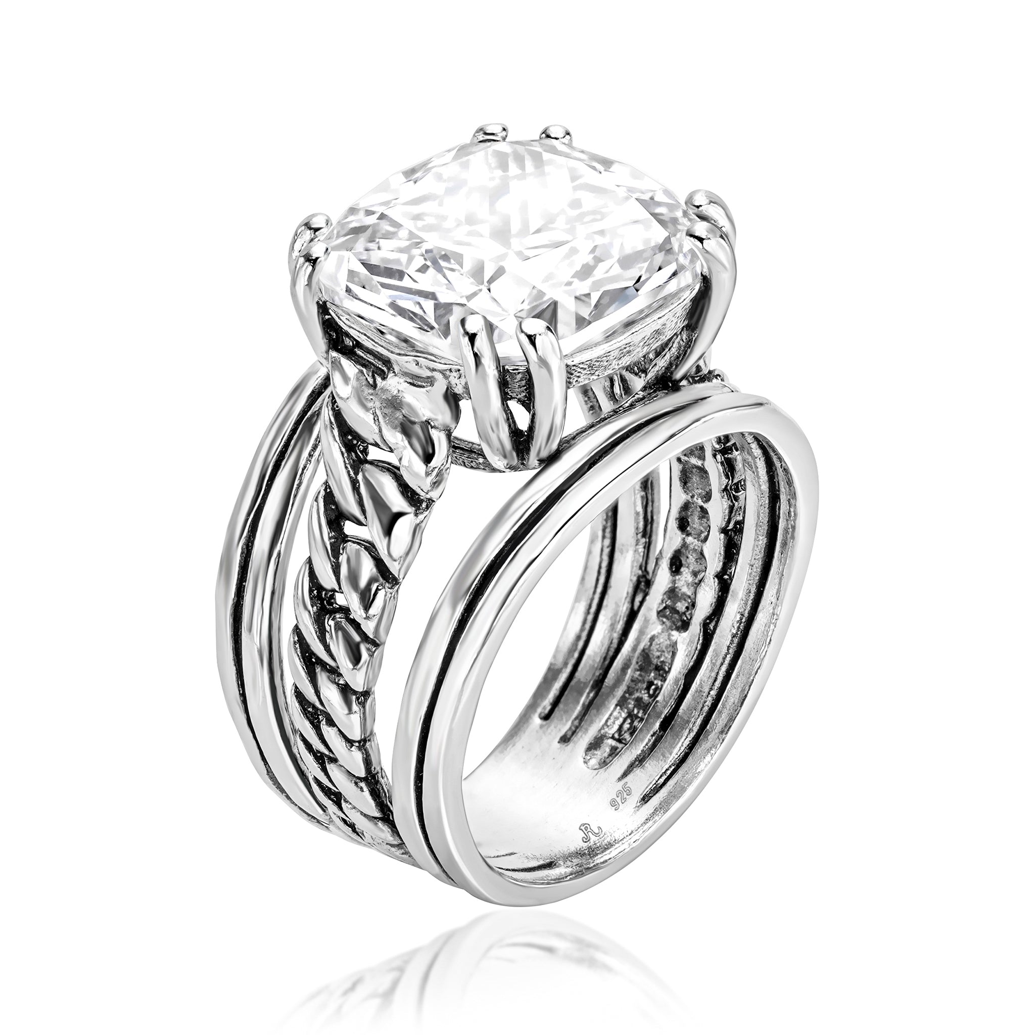 Sterling Silver CZ Curb Chain Ring – Jean Rachel Jewelry