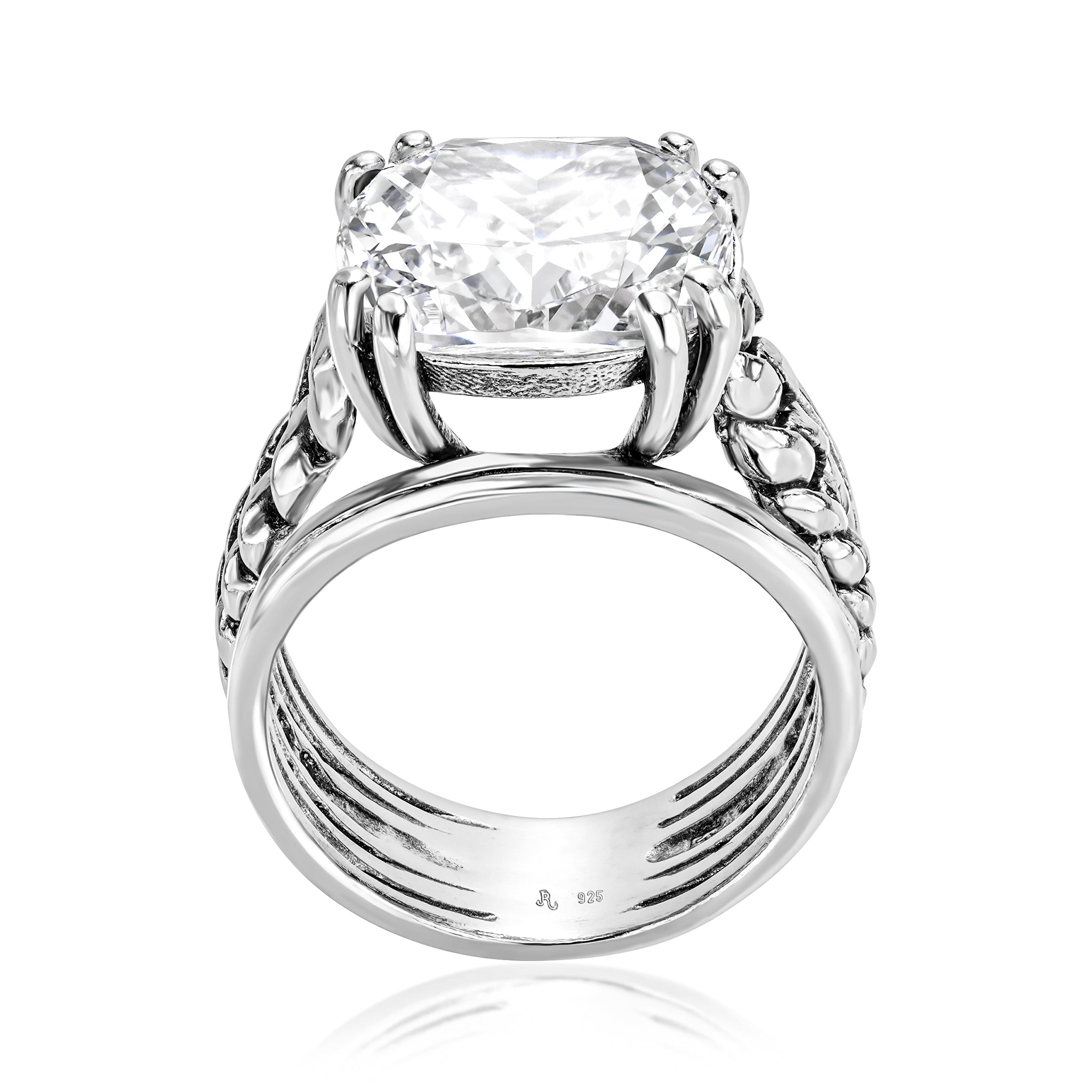 Sterling Silver CZ Curb Chain Ring