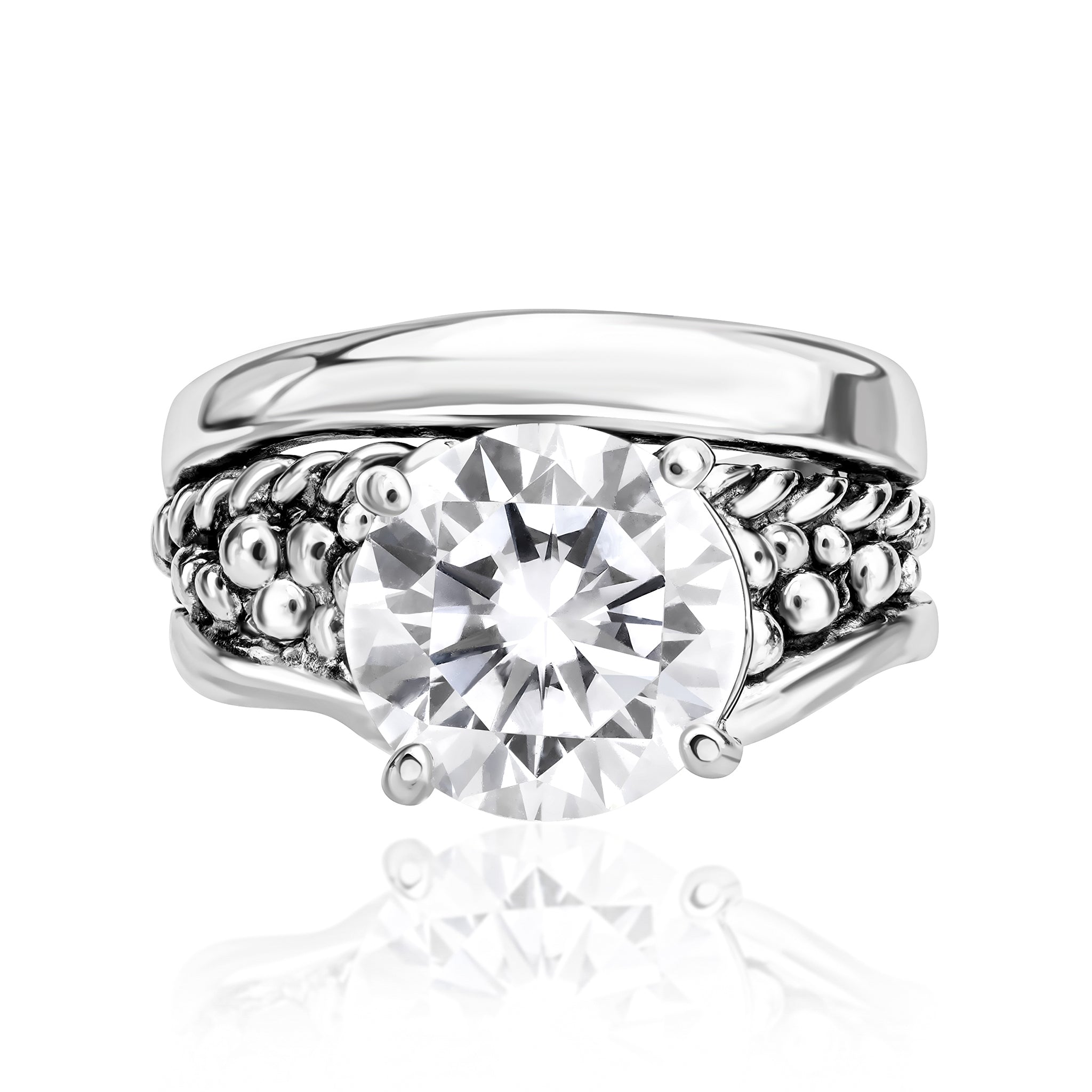 Sterling Silver Floating Solitaire CZ Ring