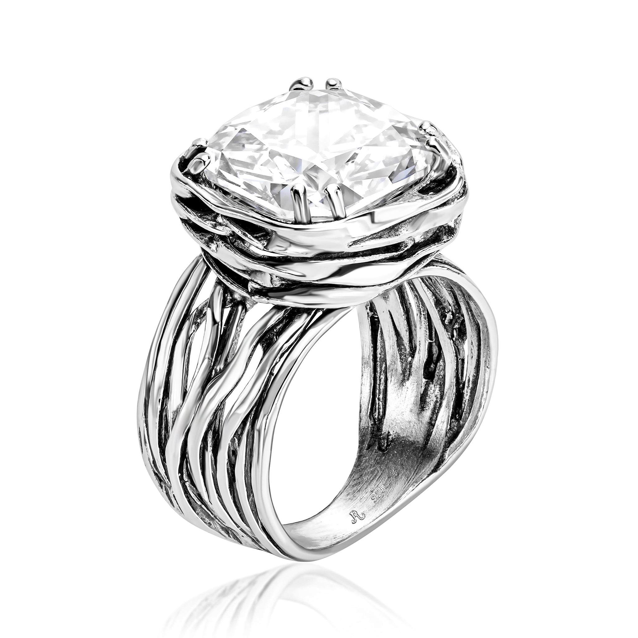 Statement Sterling Silver CZ Wrap Ring