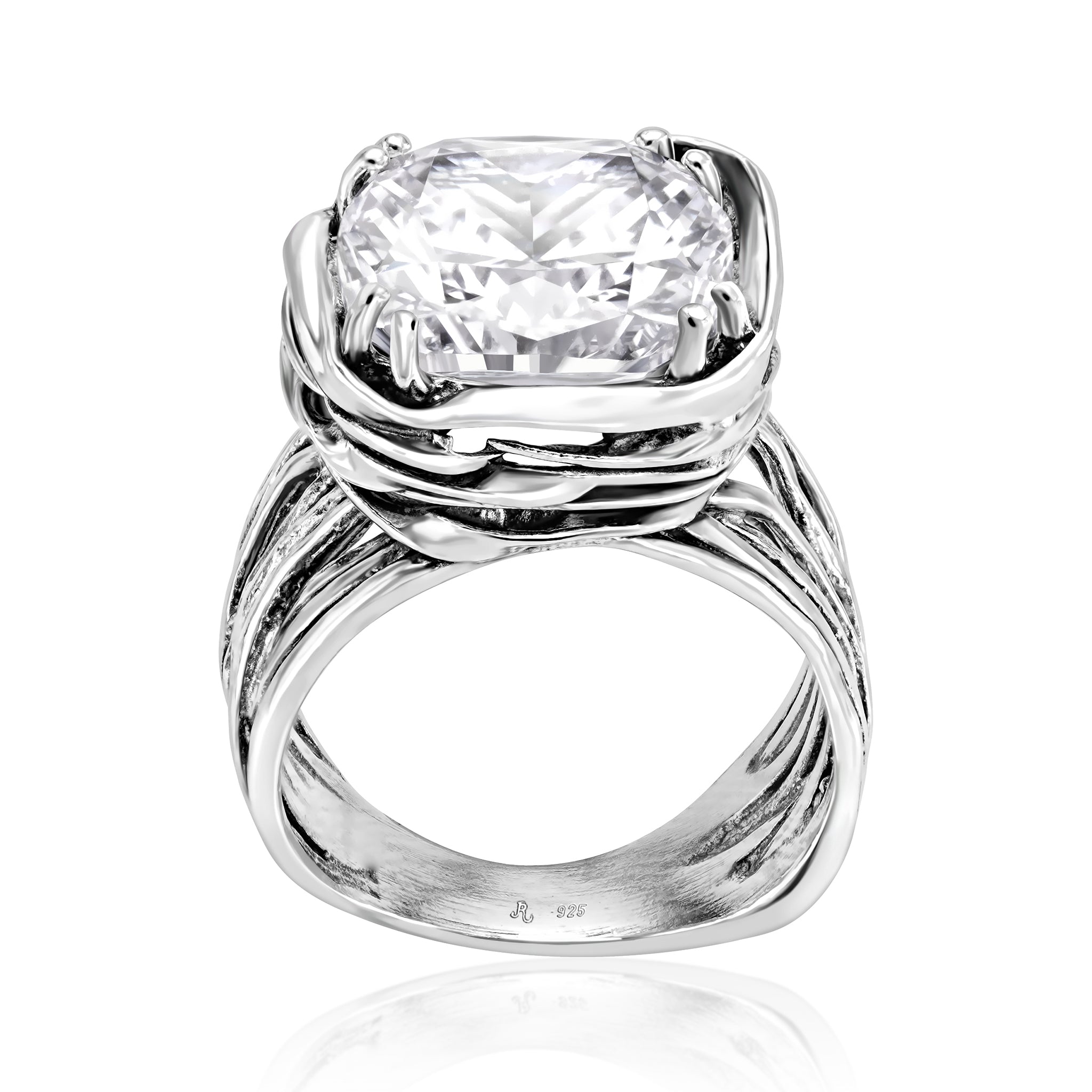 Statement Sterling Silver CZ Wrap Ring
