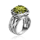 Dichiarazione Sterling Silver Peridot CZ Wrap Anello