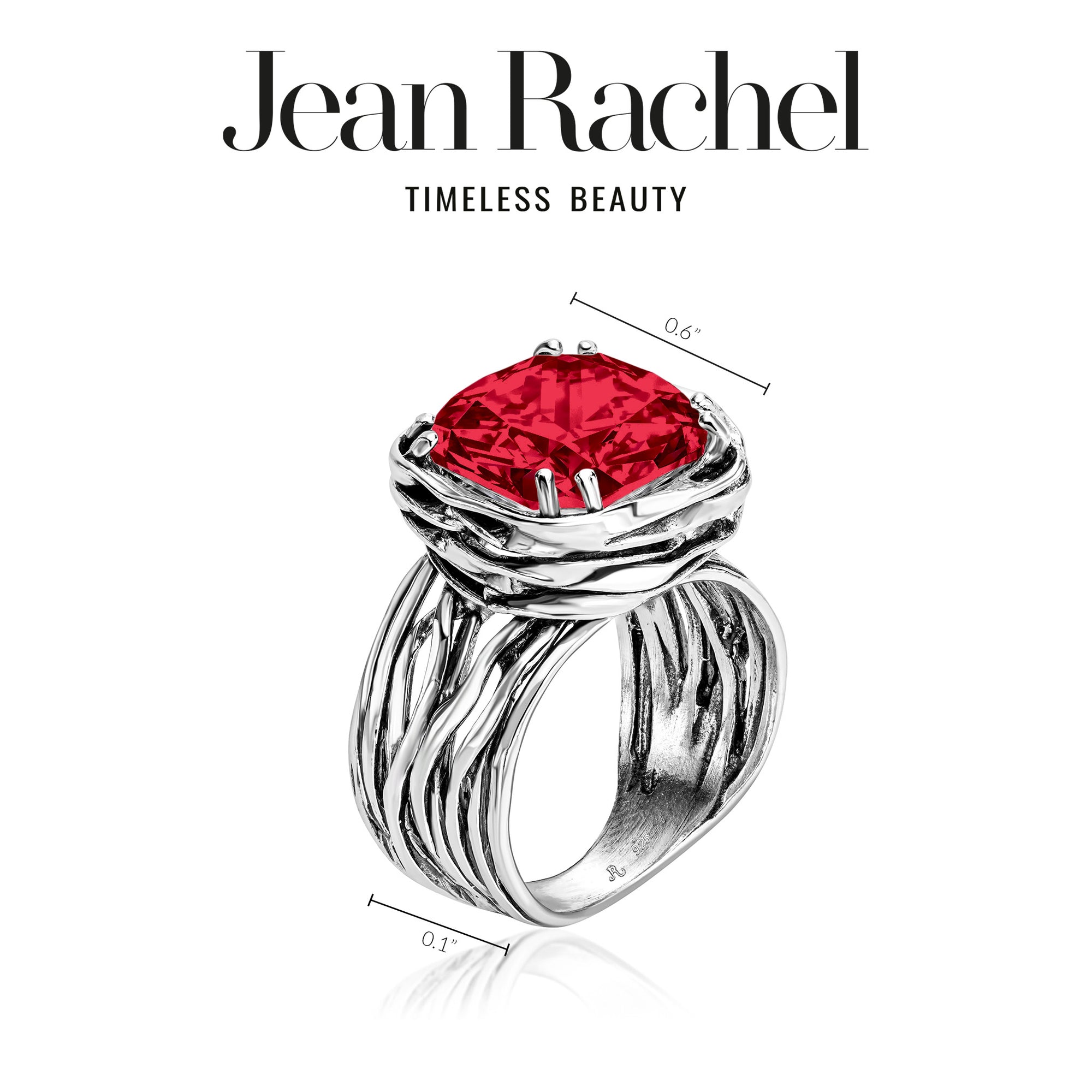 Statement Sterling Silver Ruby CZ Wrap Ring
