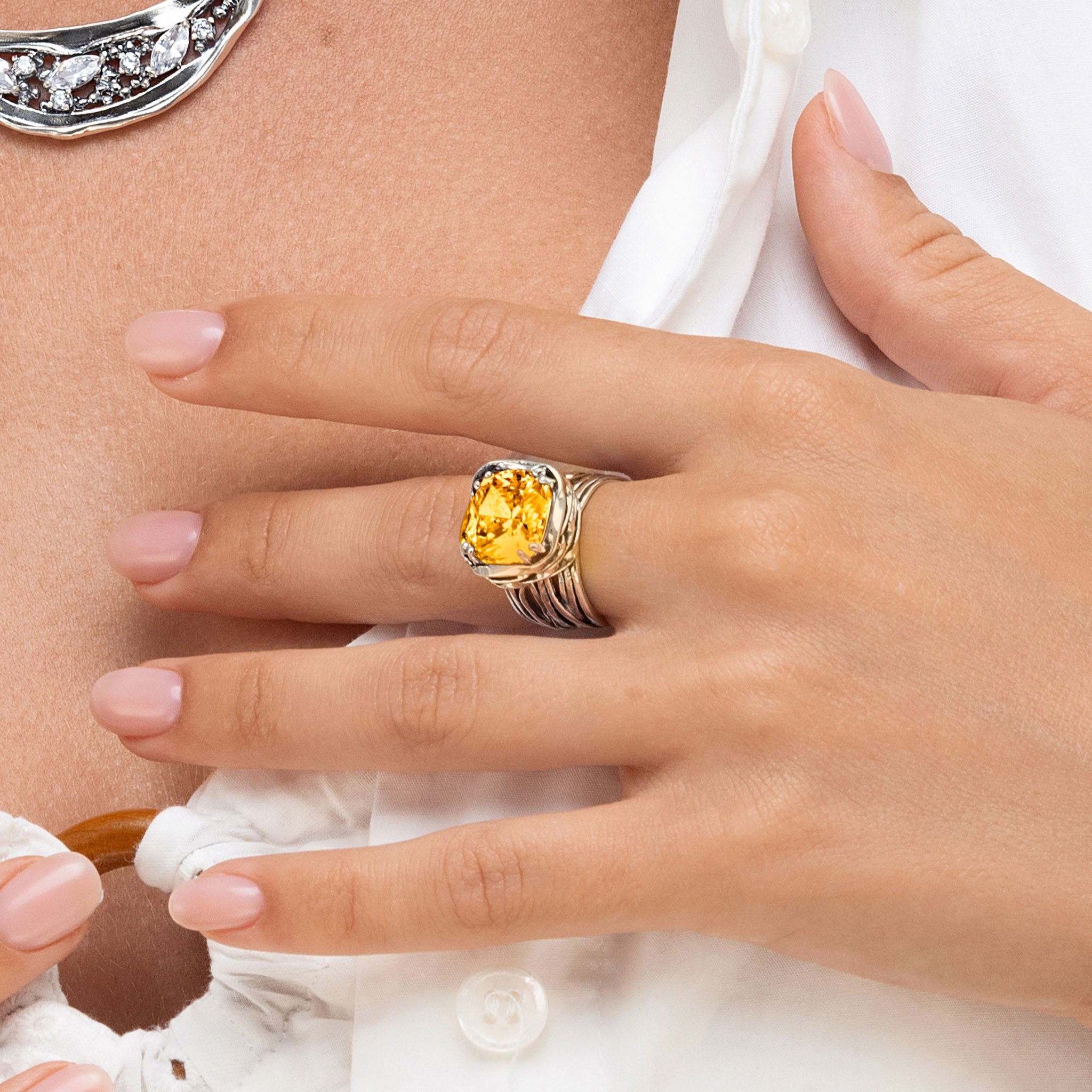 Statement Sterling Silver Citrine CZ Wrap Ring – Jean Rachel Jewelry