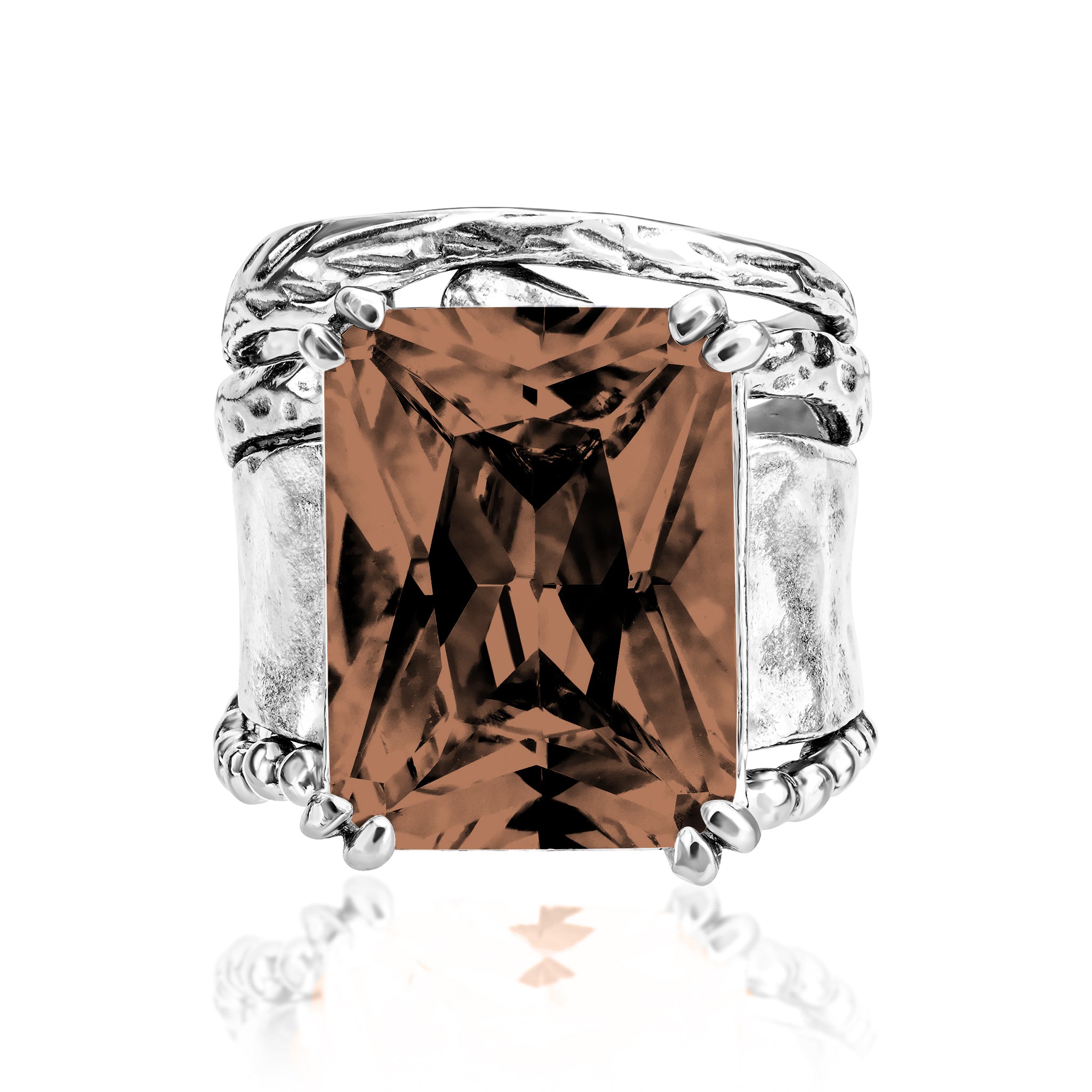 Bold Sterling Silver Octagon Smokey CZ Ring – Jean Rachel